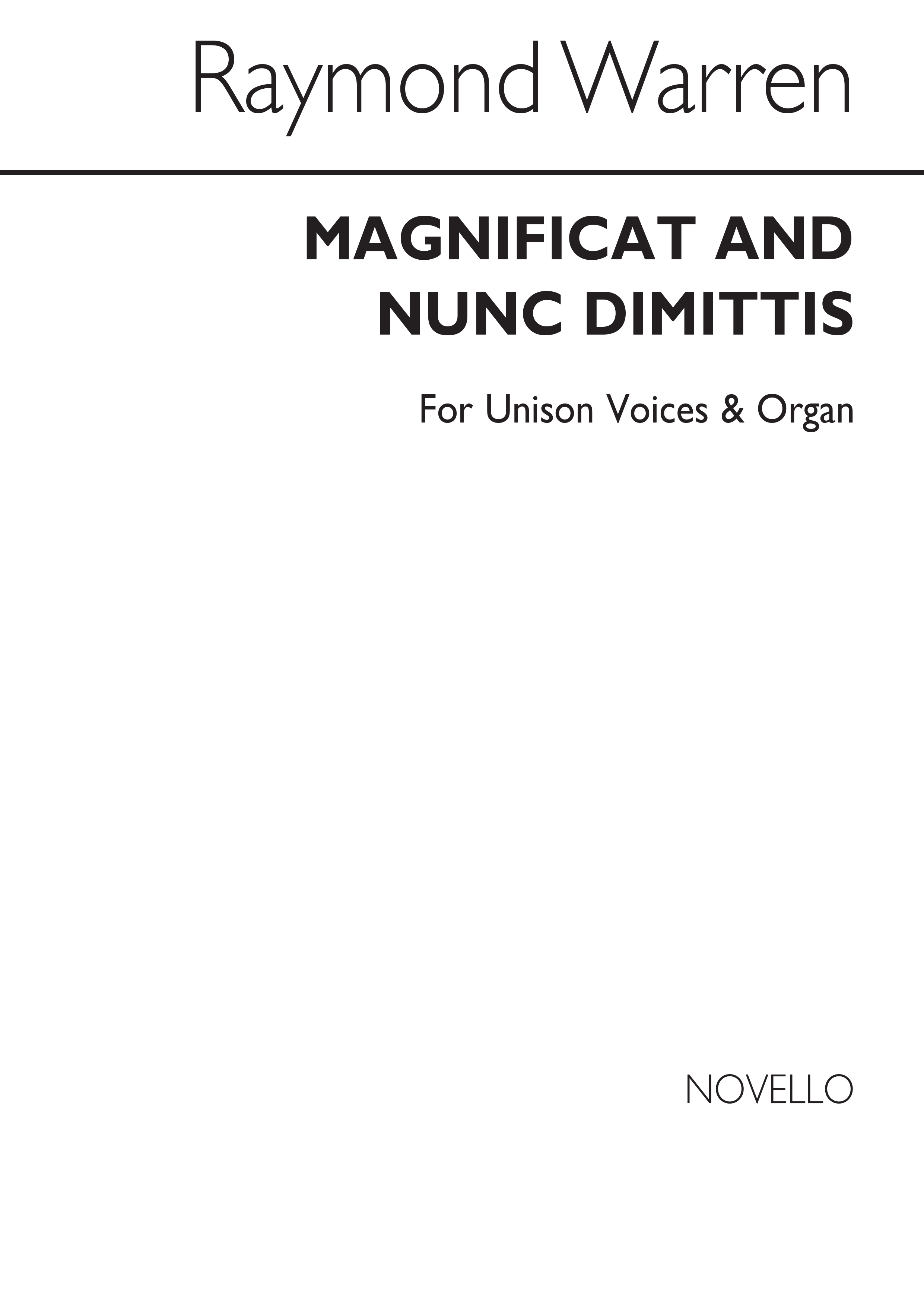 Raymond Warren: Magnificat And Nunc Dimittis (On Ground Basses) Unison/Organ