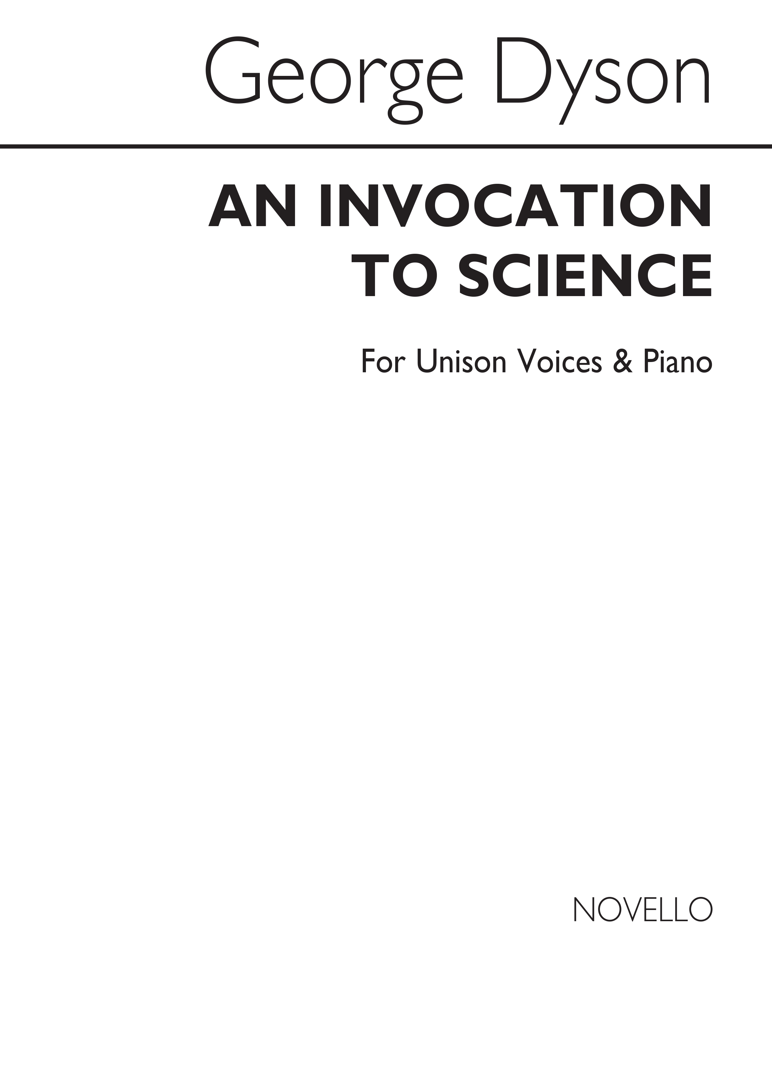 George Dyson: An Invocation To Science 3-part(Or Unison)/Piano