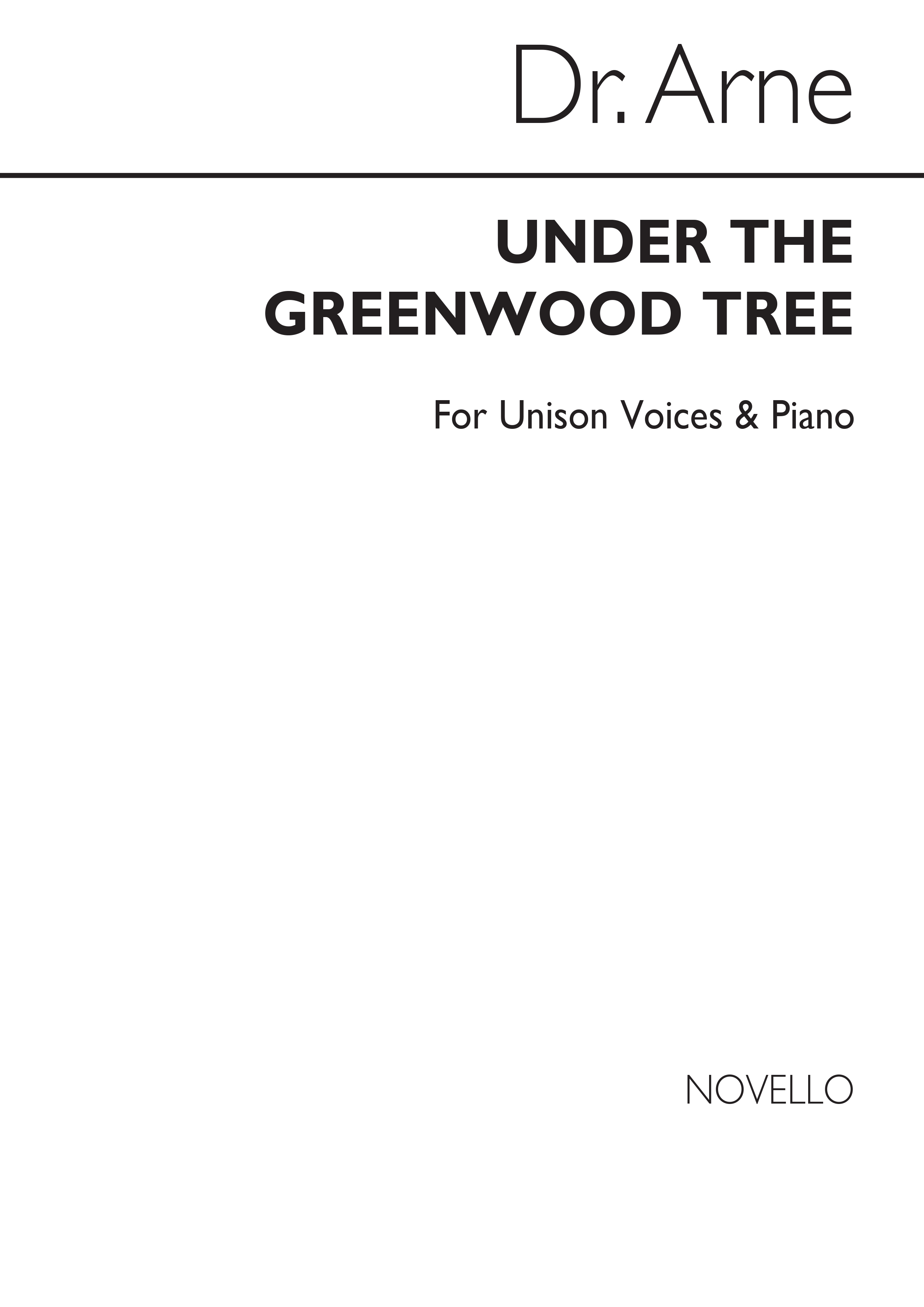 Arne Under The Greenwood Tree Voice/Piano