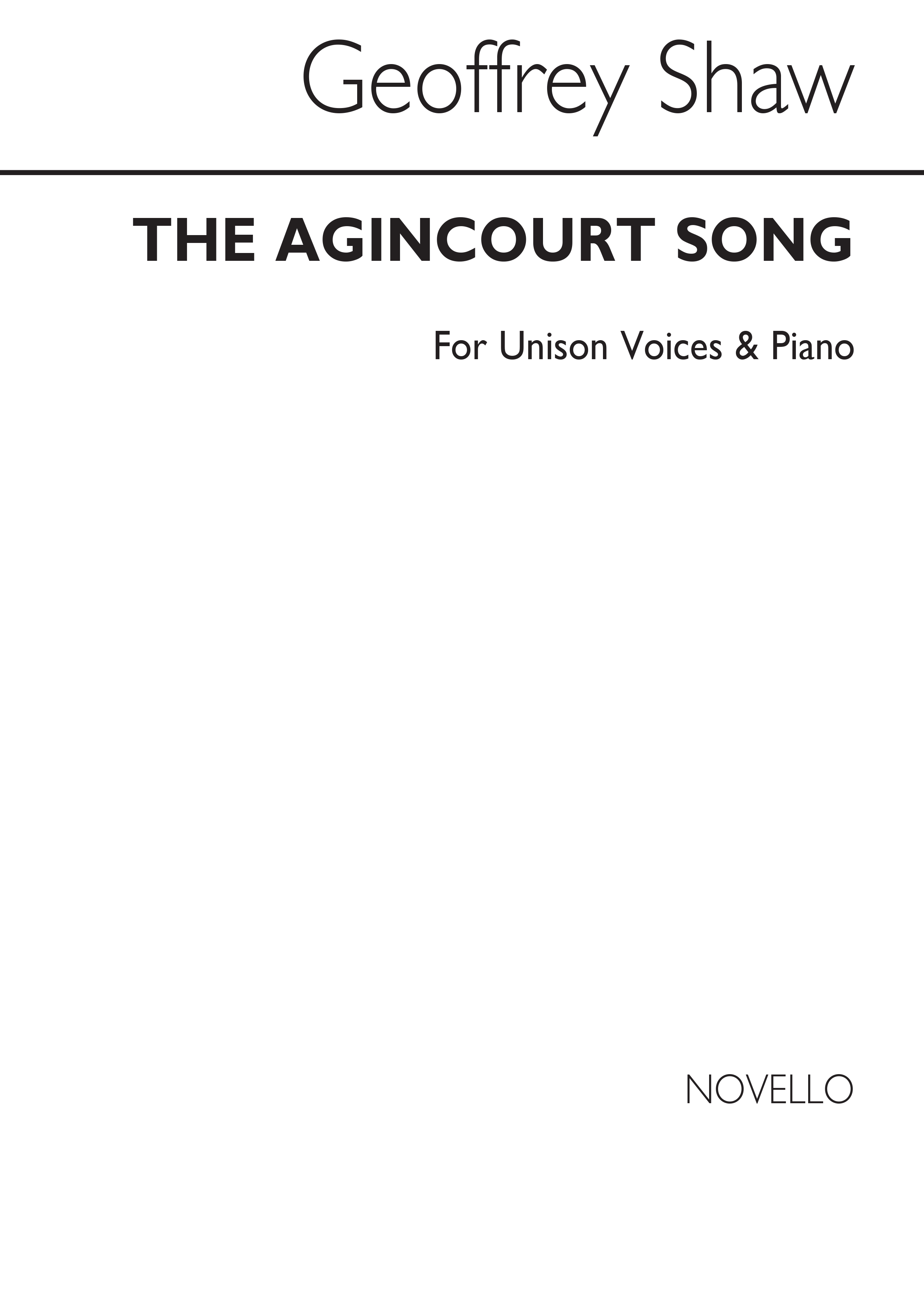 Shaw, G The Agincourt Song Unison And Piano