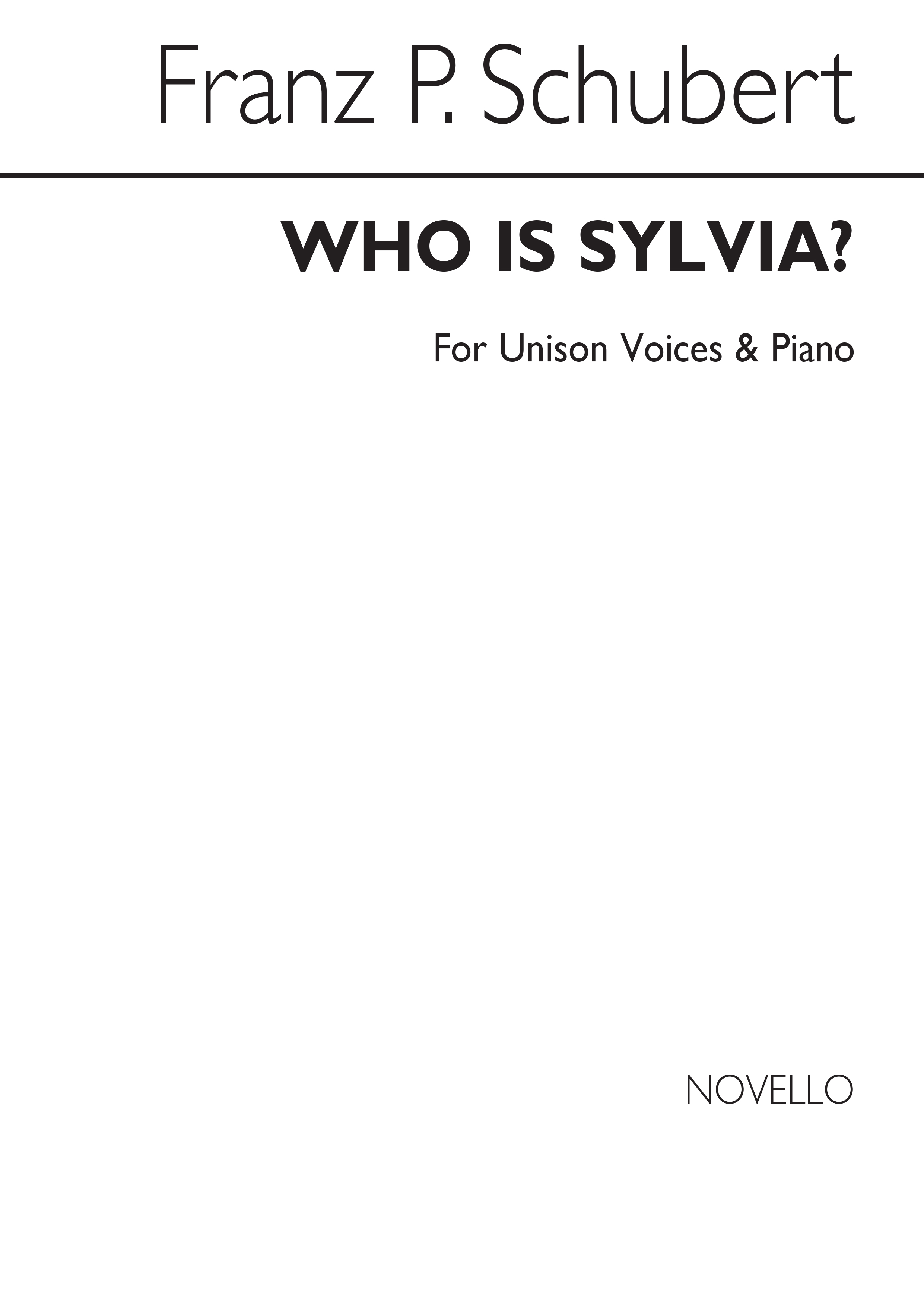 Schubert Who Is Silvia Unison/Piano