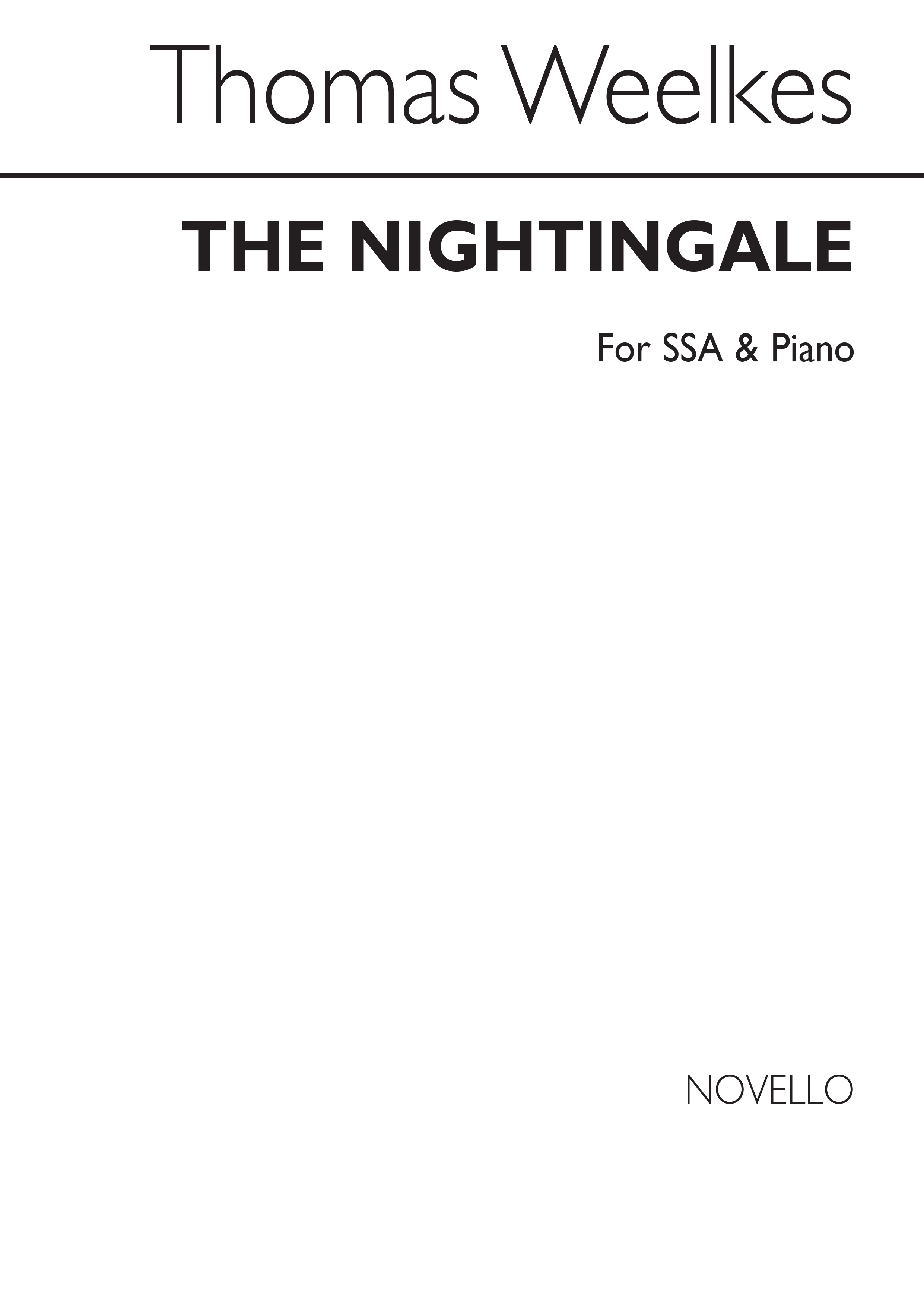 Weelkes The Nightingale Ssa/Piano