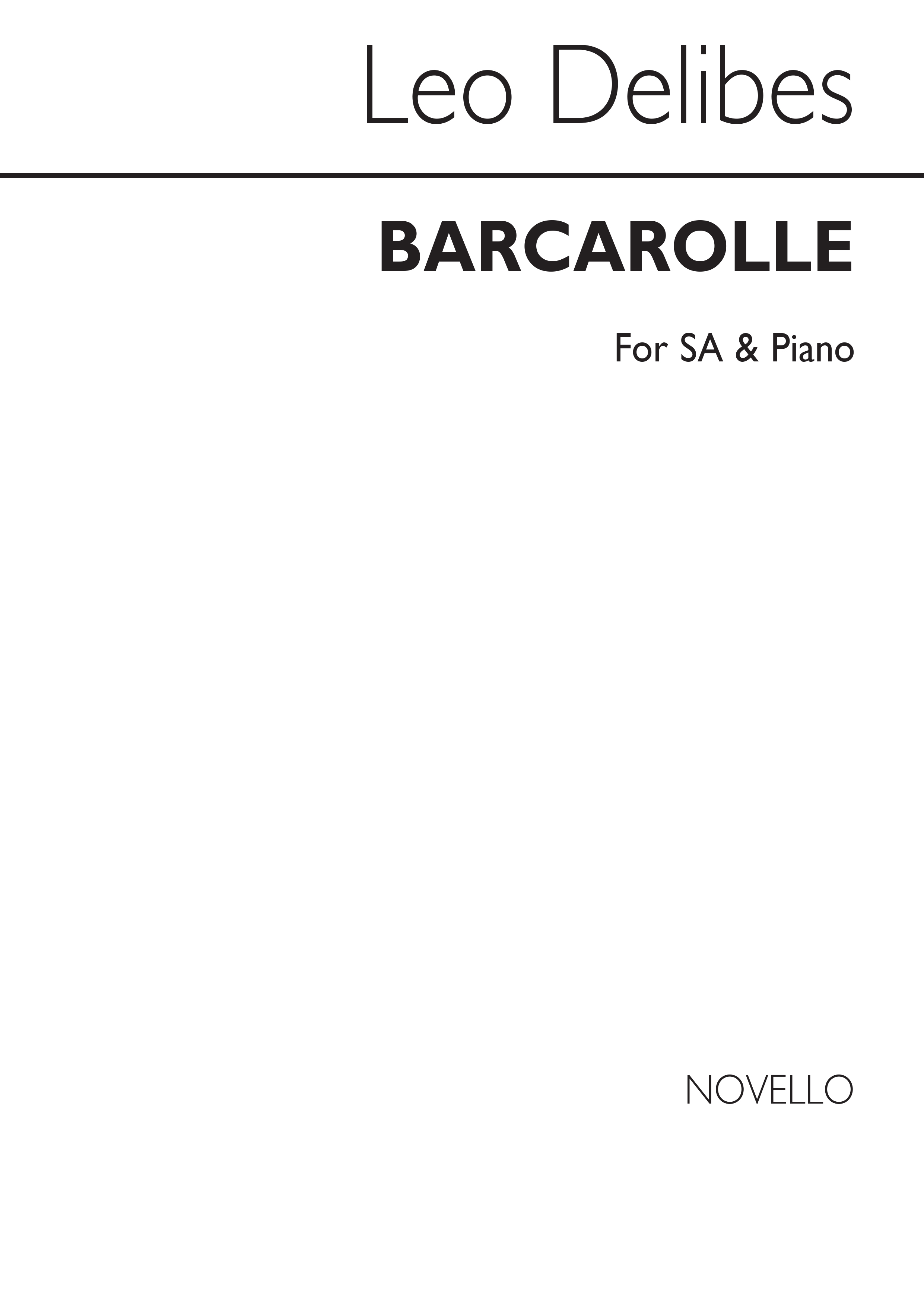 Delibes Barcarolle Soprano/Alto/ Piano