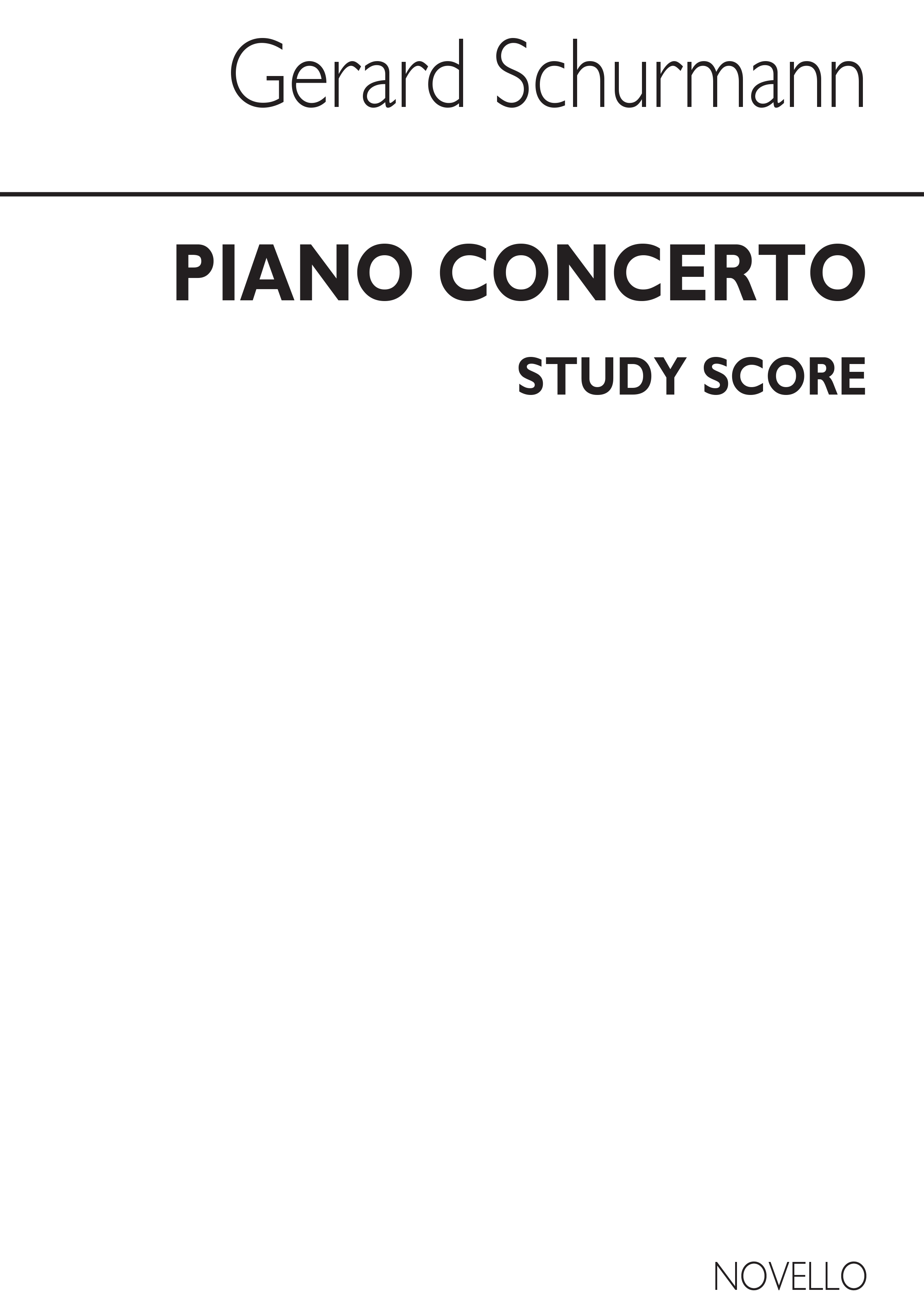 Schurmann: Concerto For Piano (Study Score)