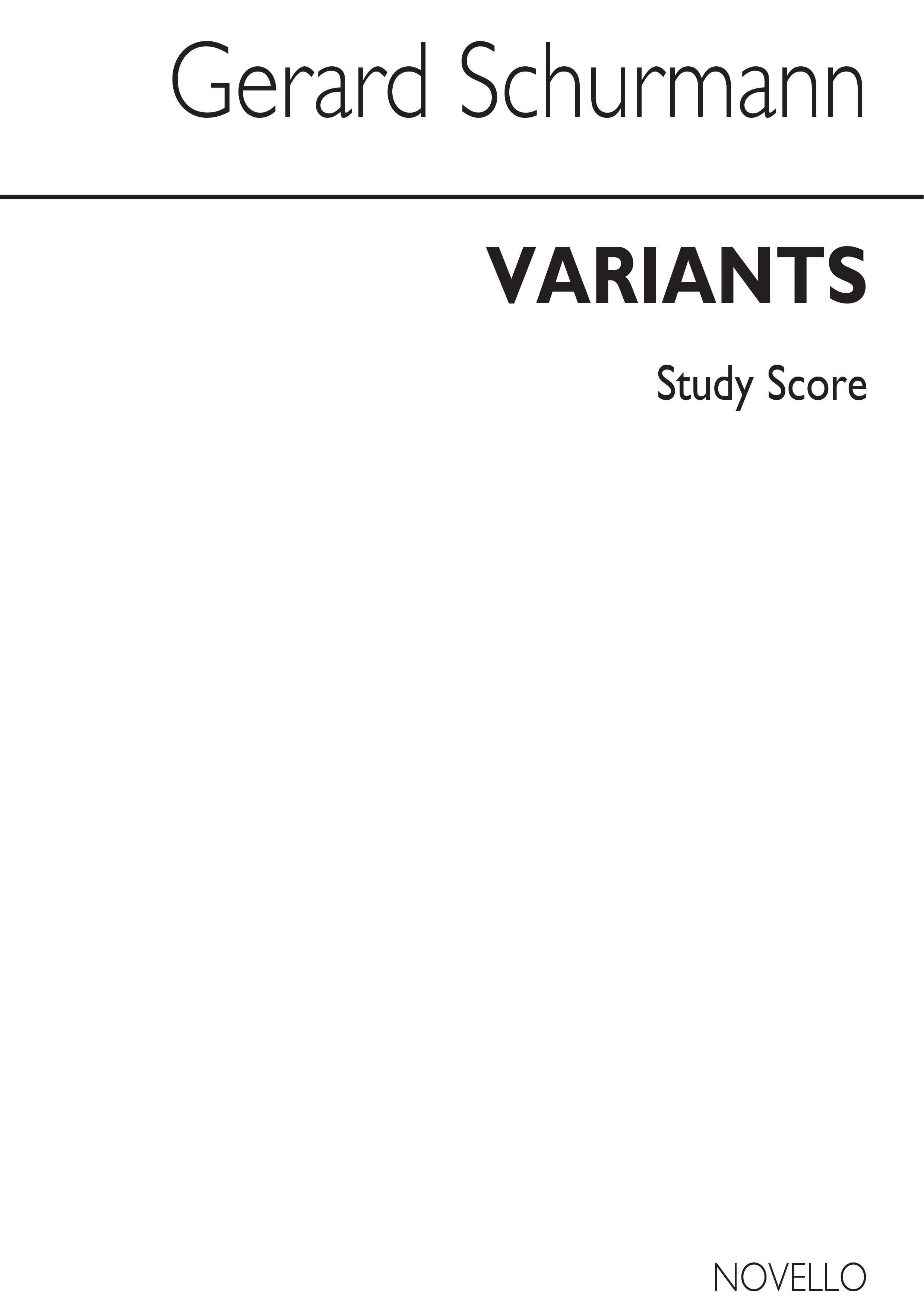 Schurmann: Variants For Small Orchestra (Study Score)