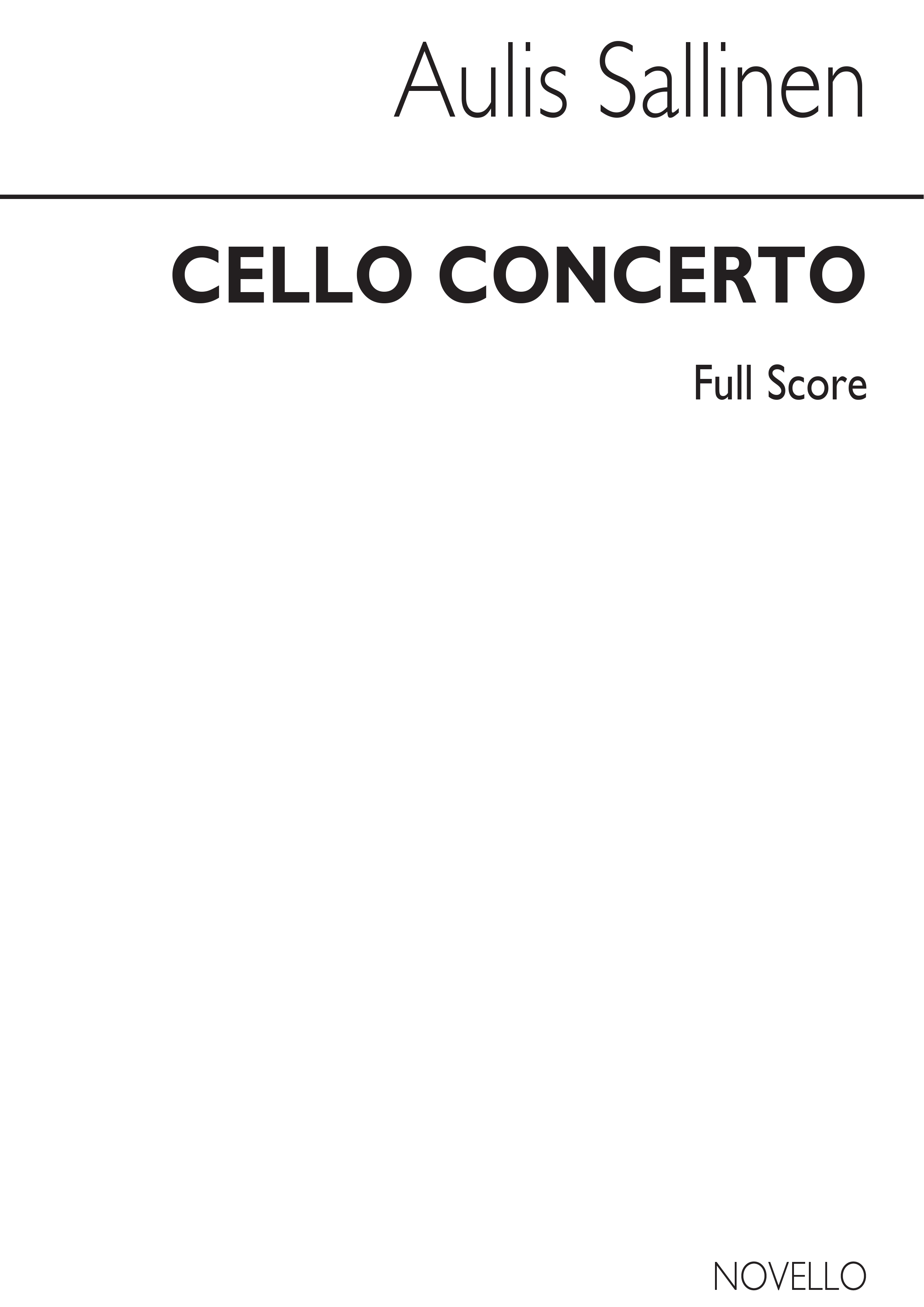 Sallinen: Concerto For Cello (Study Score)