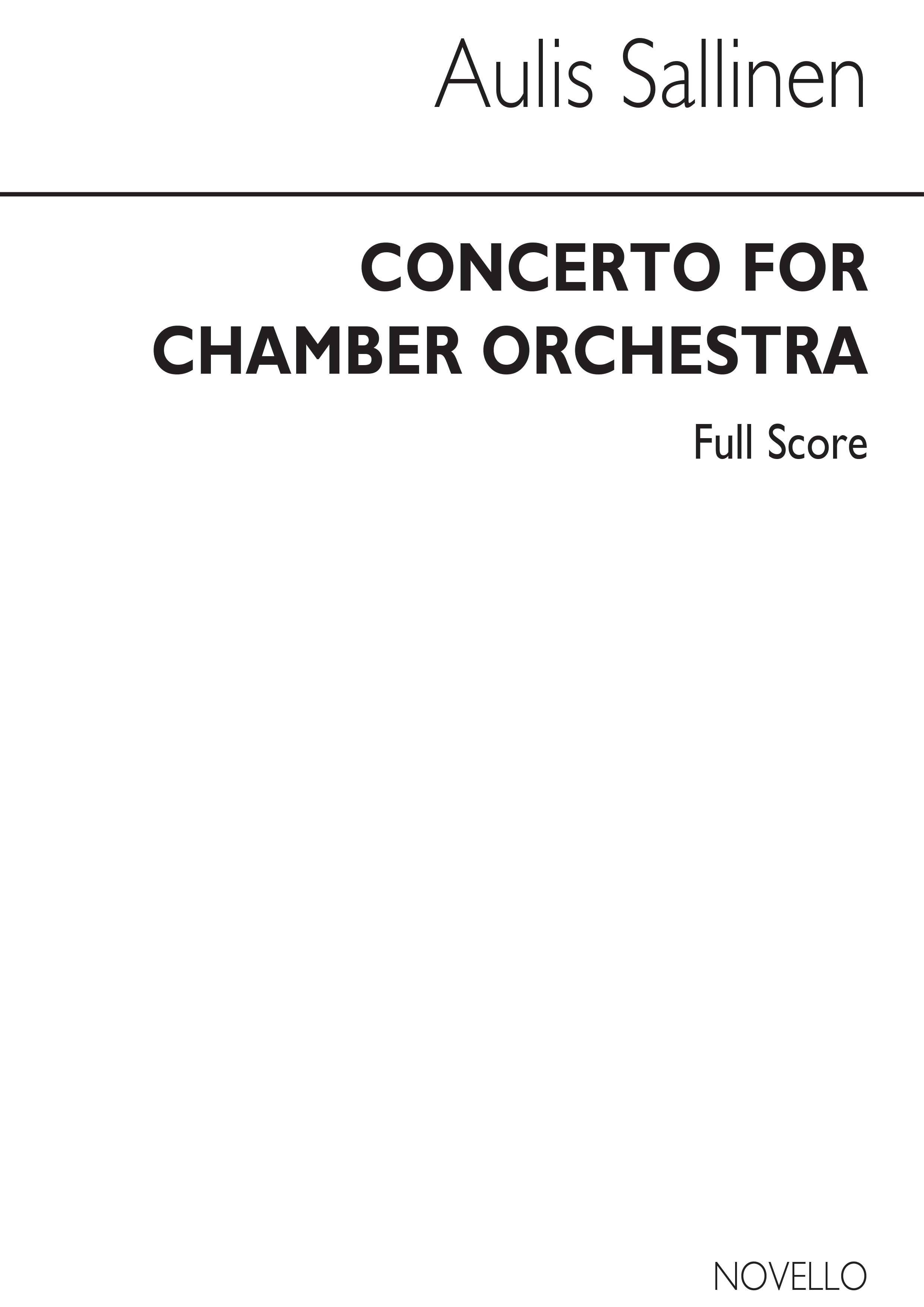 Sallinen: Concerto For Chamber Orch (Study Score)