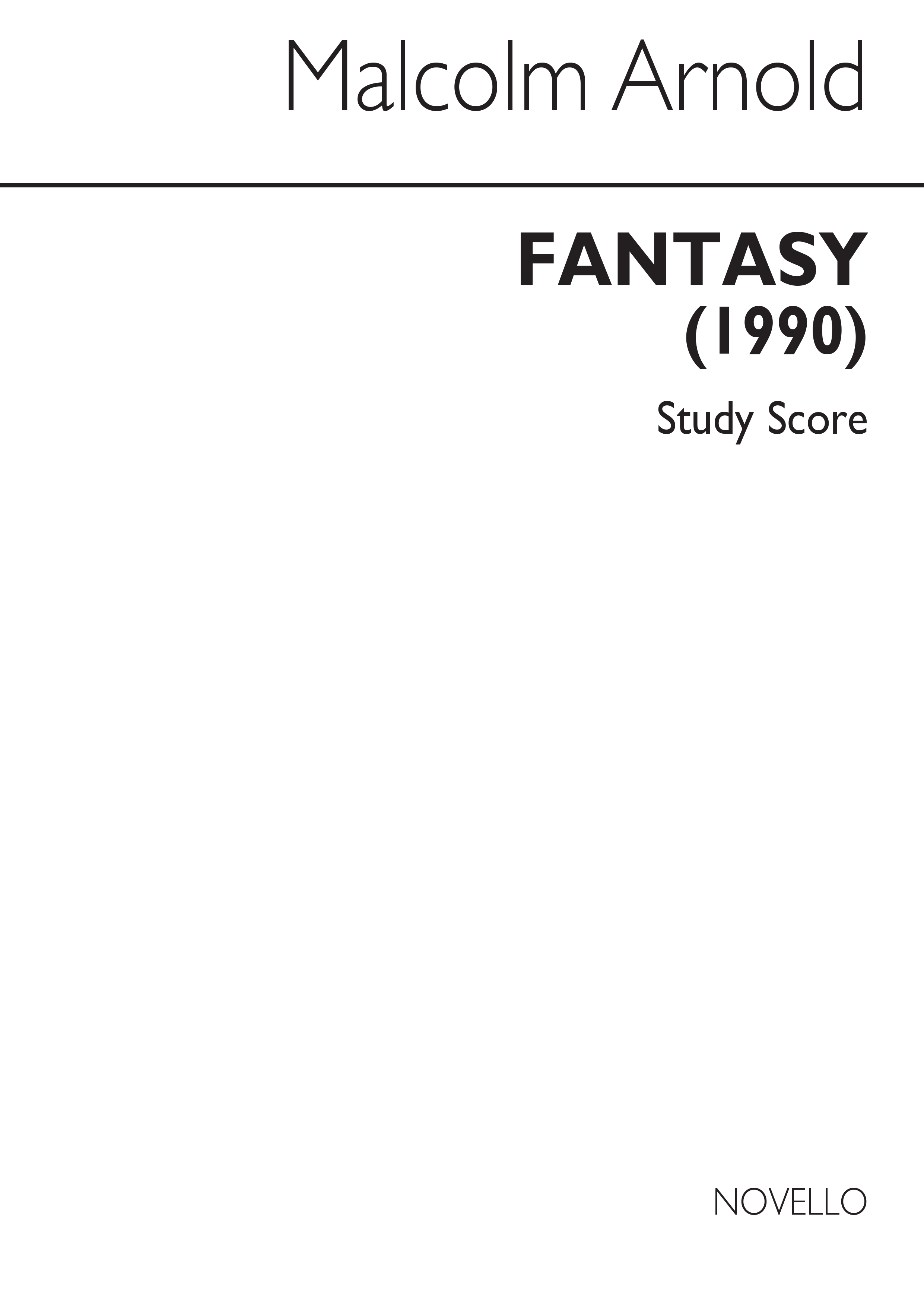 Malcolm Arnold: Fantasy For Recorder And String Quartet Op.140 (Study Score)