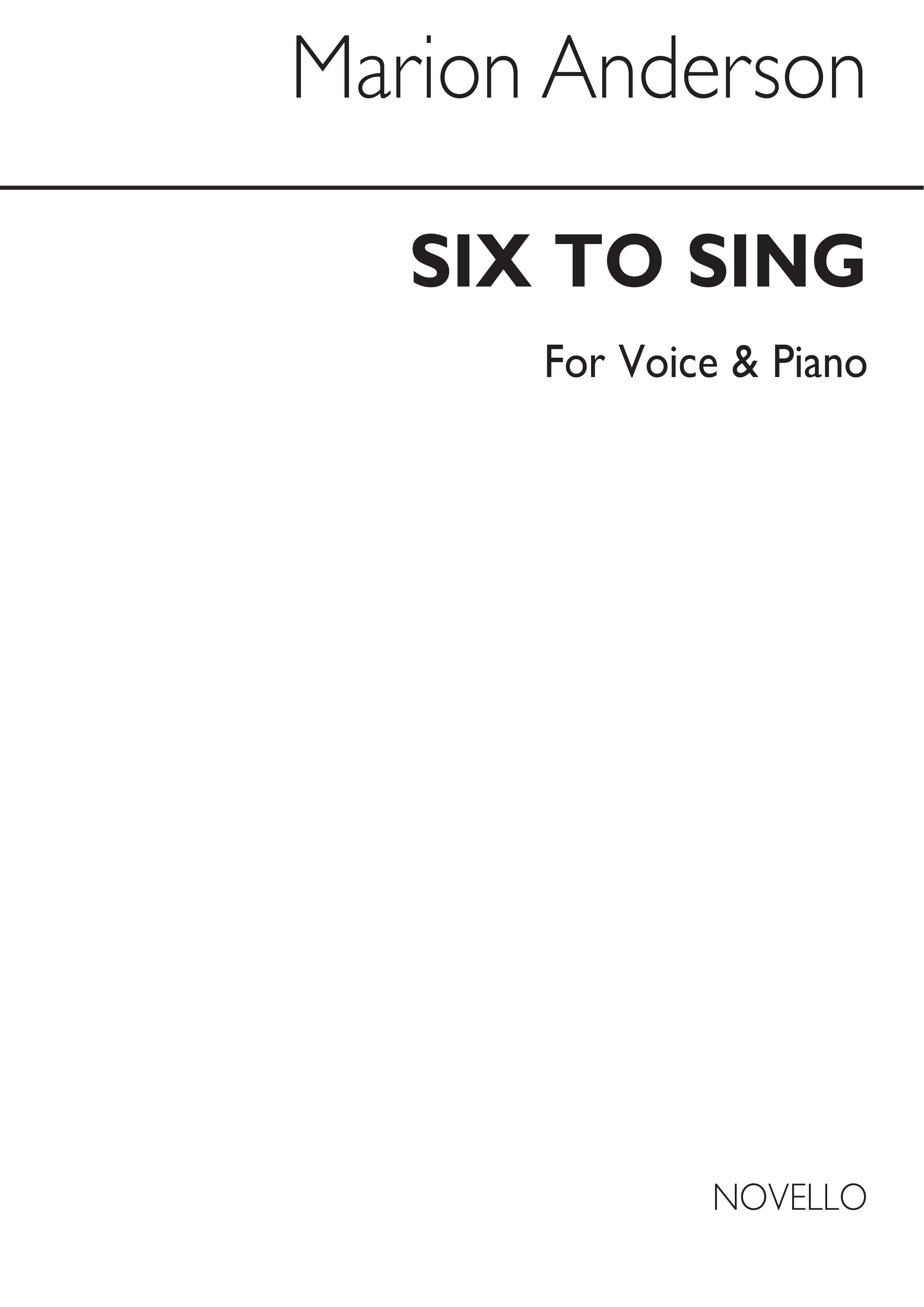 Marion Anderson: Six Songs For Beat Response for Voice and Piano