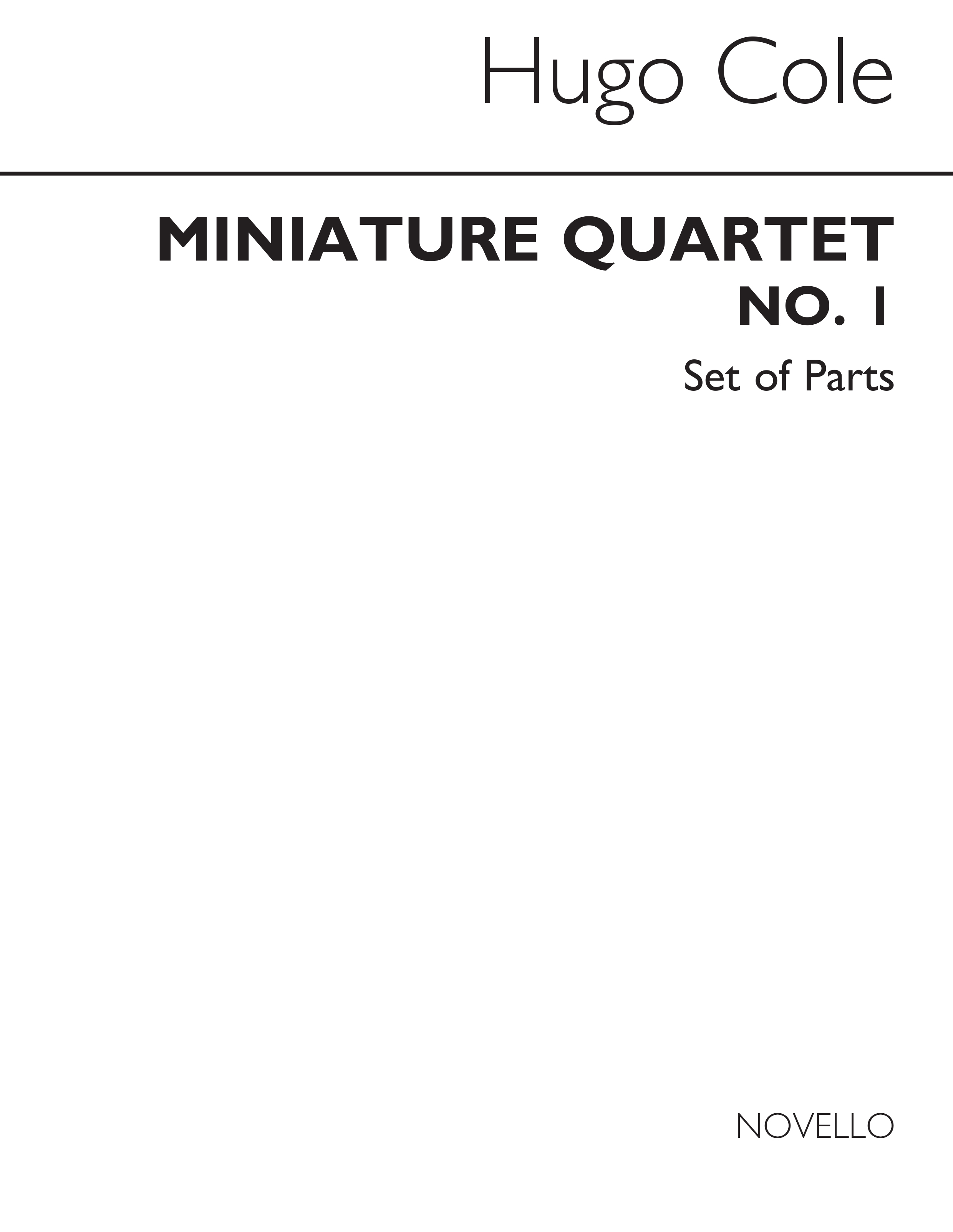 Cole: Miniature Quartet No.1 In G for String Quartet (Parts)
