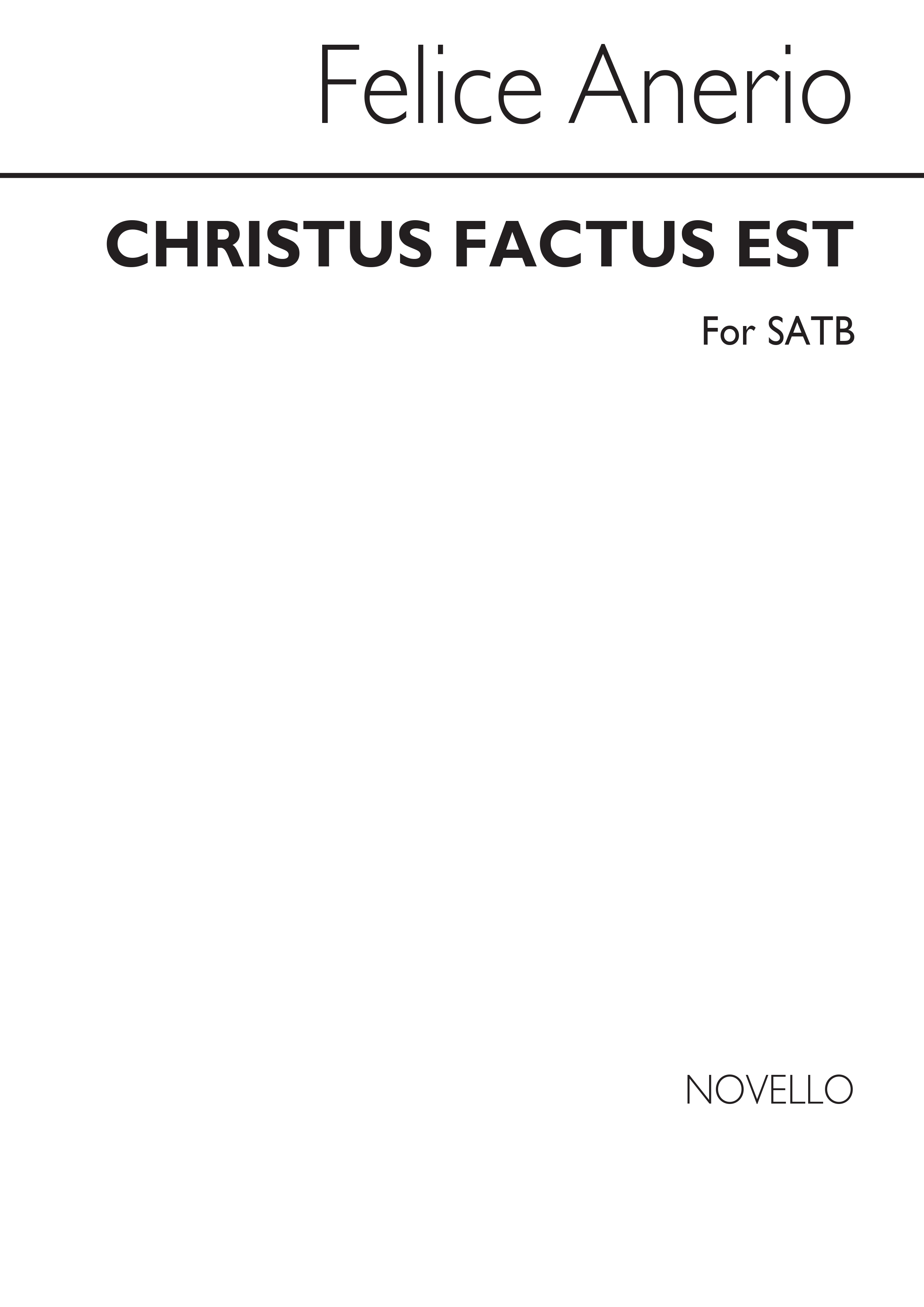 Felice Anerio: Christus Factus Est