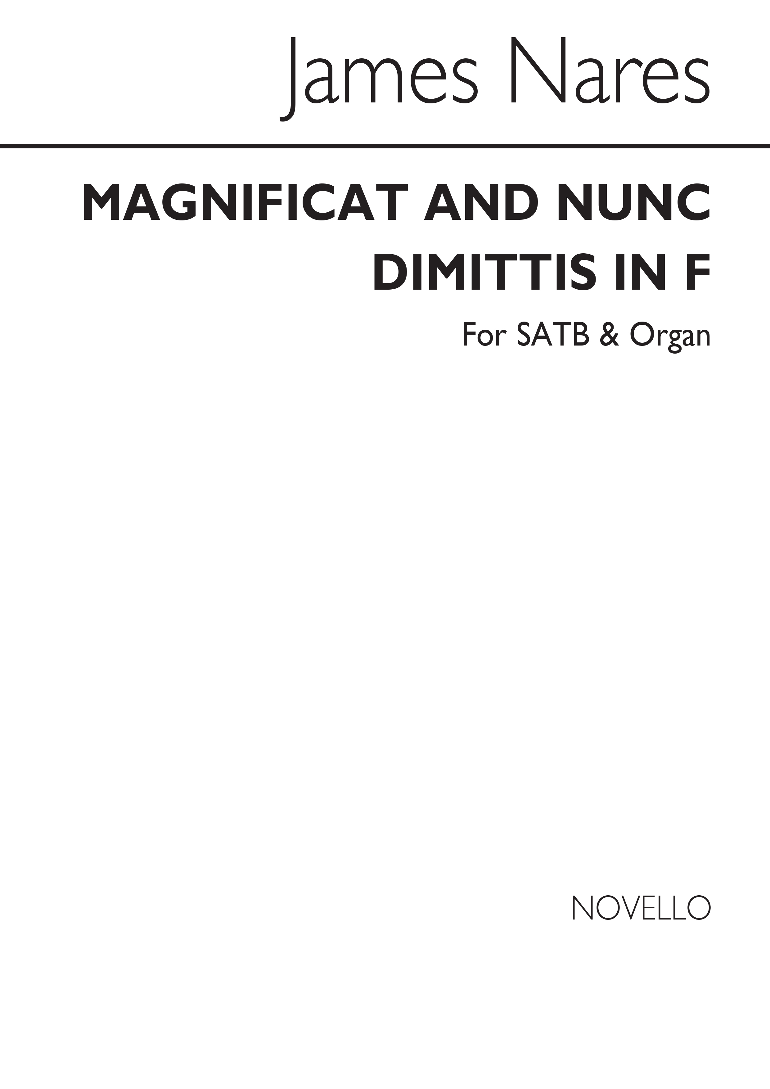 James Nares: Magnificat And Nunc Dimittis In F