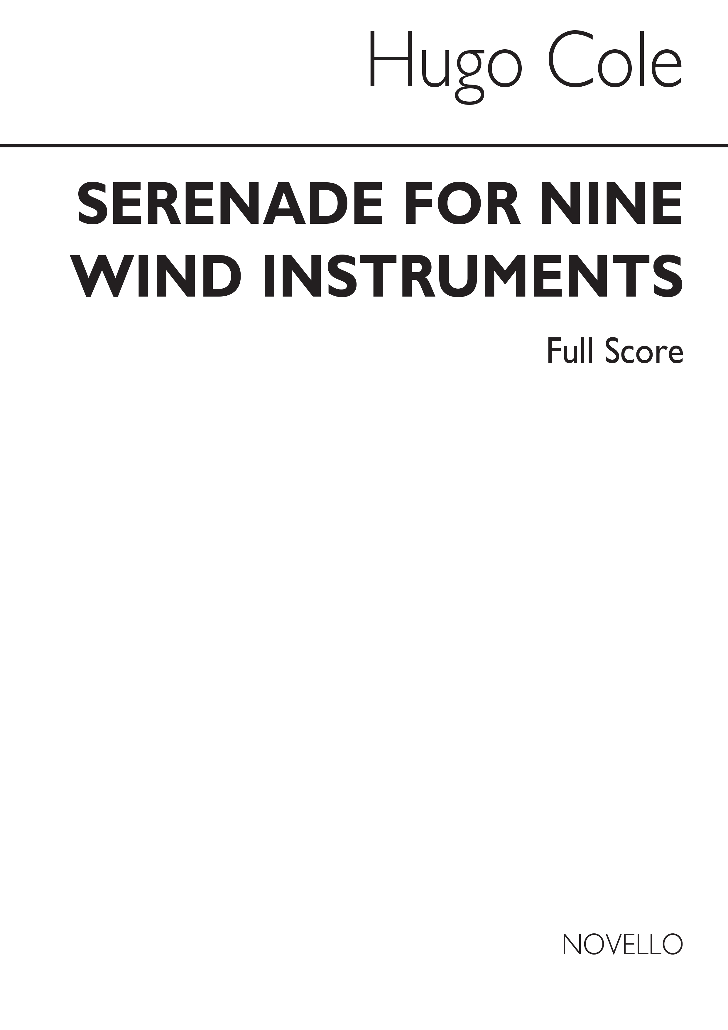Cole: Serenade For Nine Wind Instruments (Score)