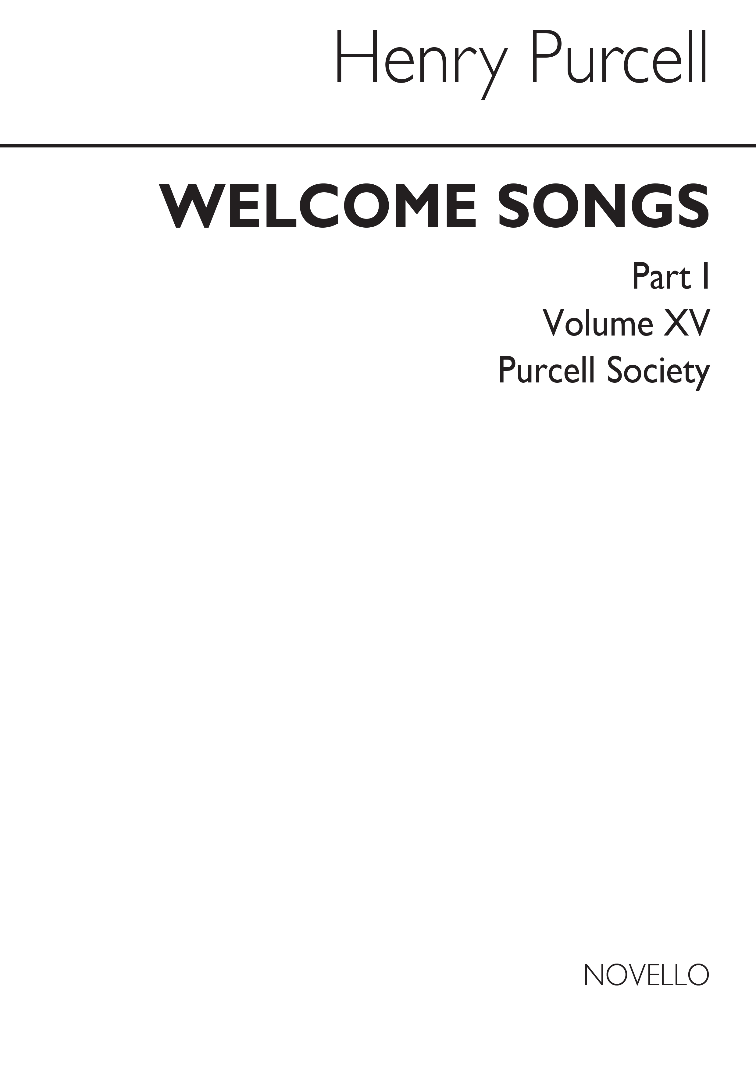 Purcell Society Volume 15 - Royal Welcome Songs (Original Engraving)