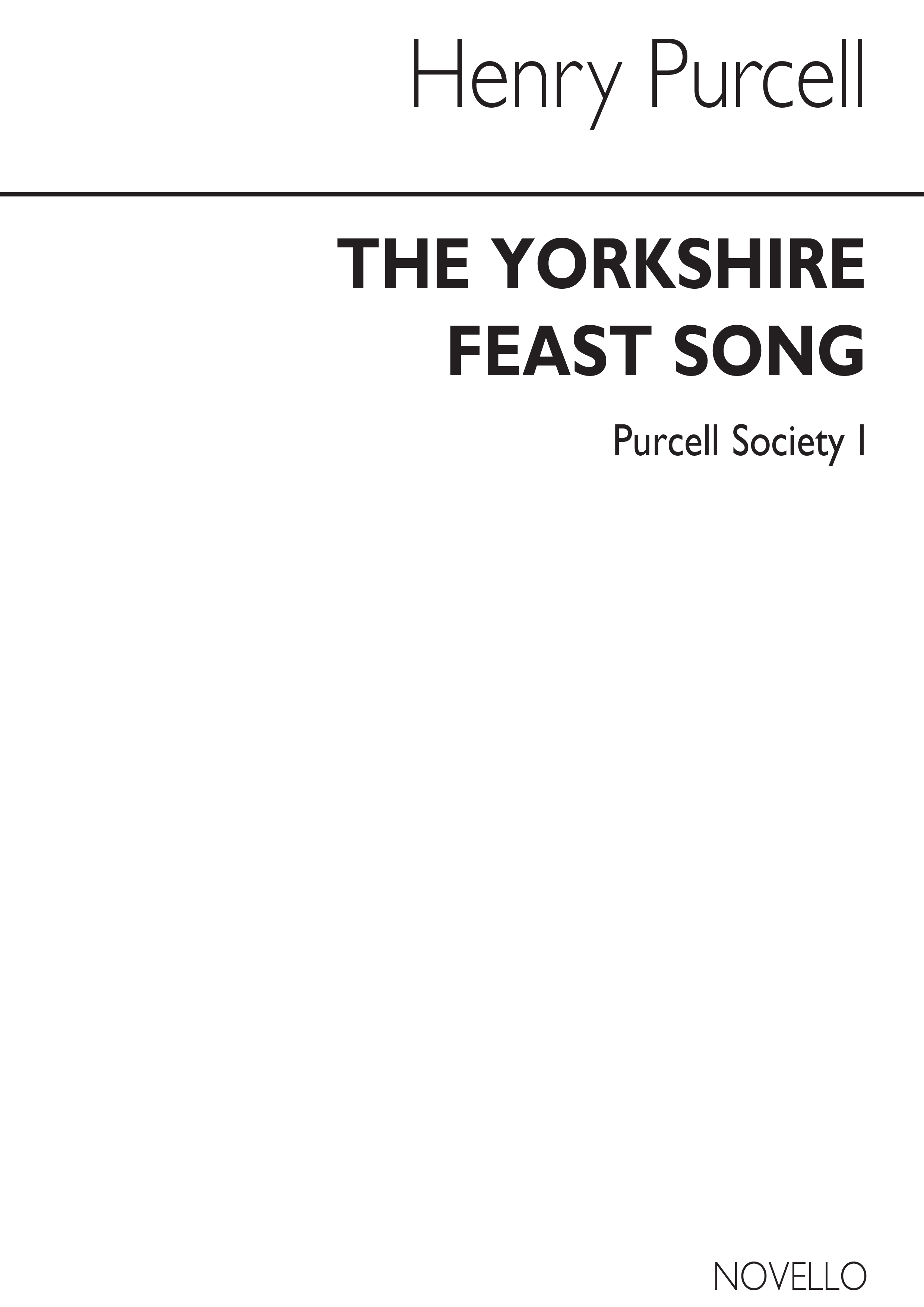 Purcell Society Volume 1 - The Yorkshire Feast Song (Full Score - Original Engra