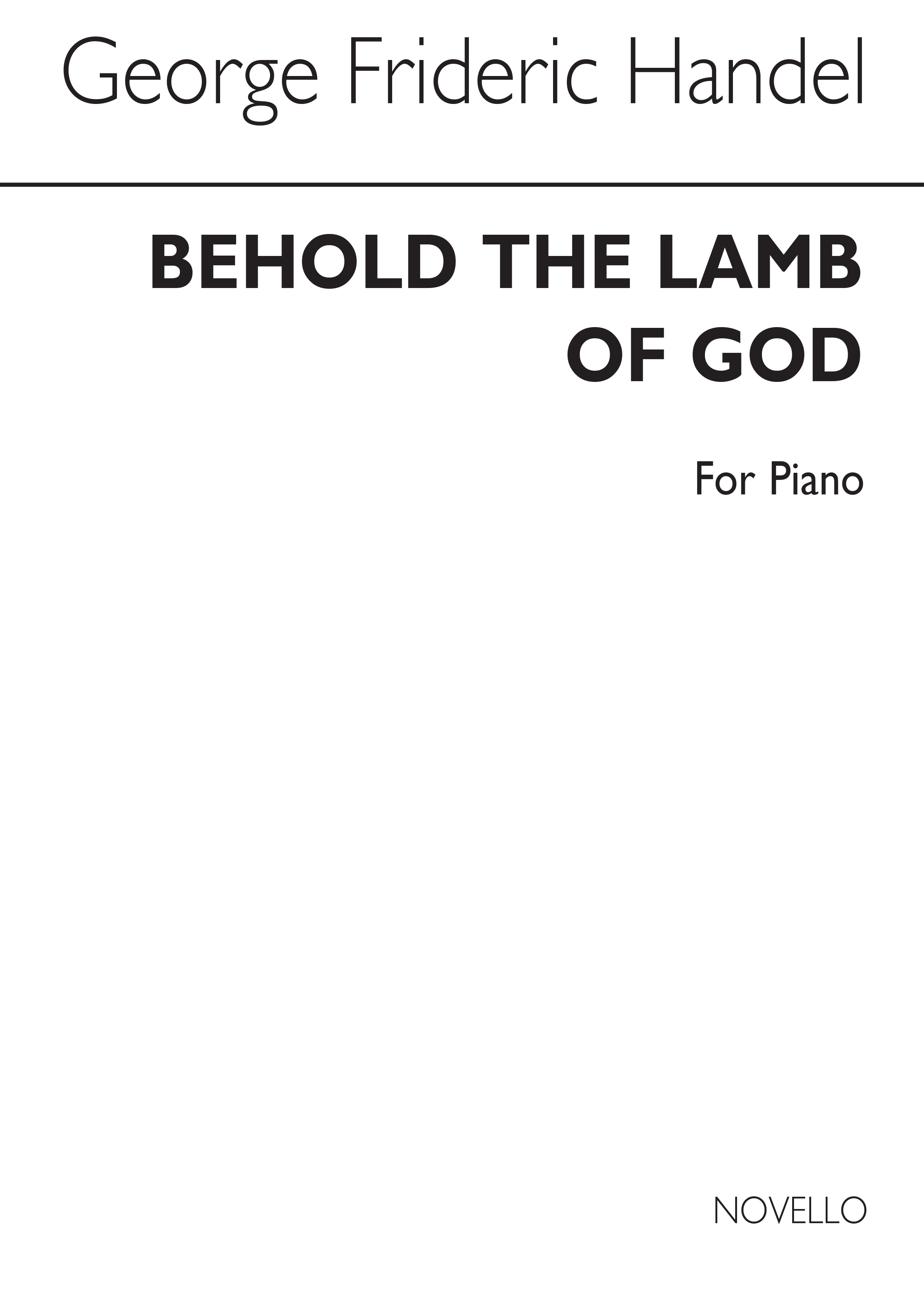 Handel, Gf Behold The Lamb Of God (Messiah) Organ