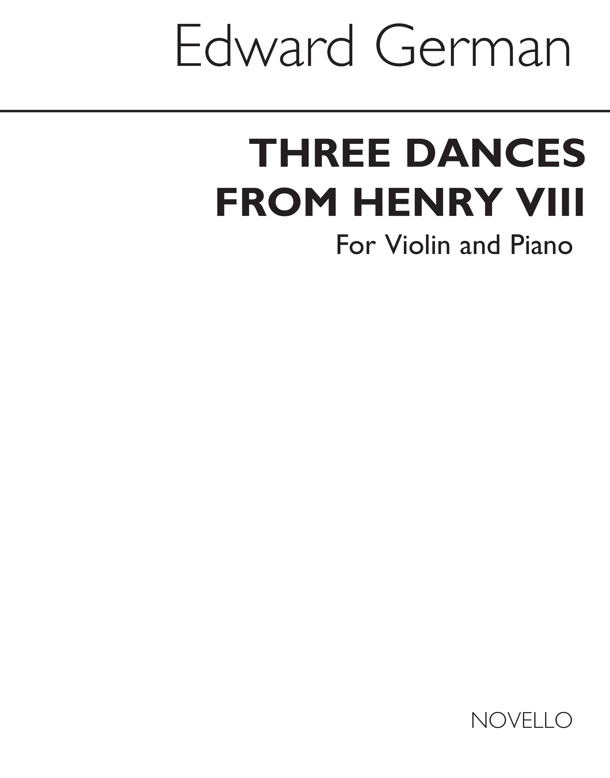 German Three Dances From Henry Viii Violin/Piano