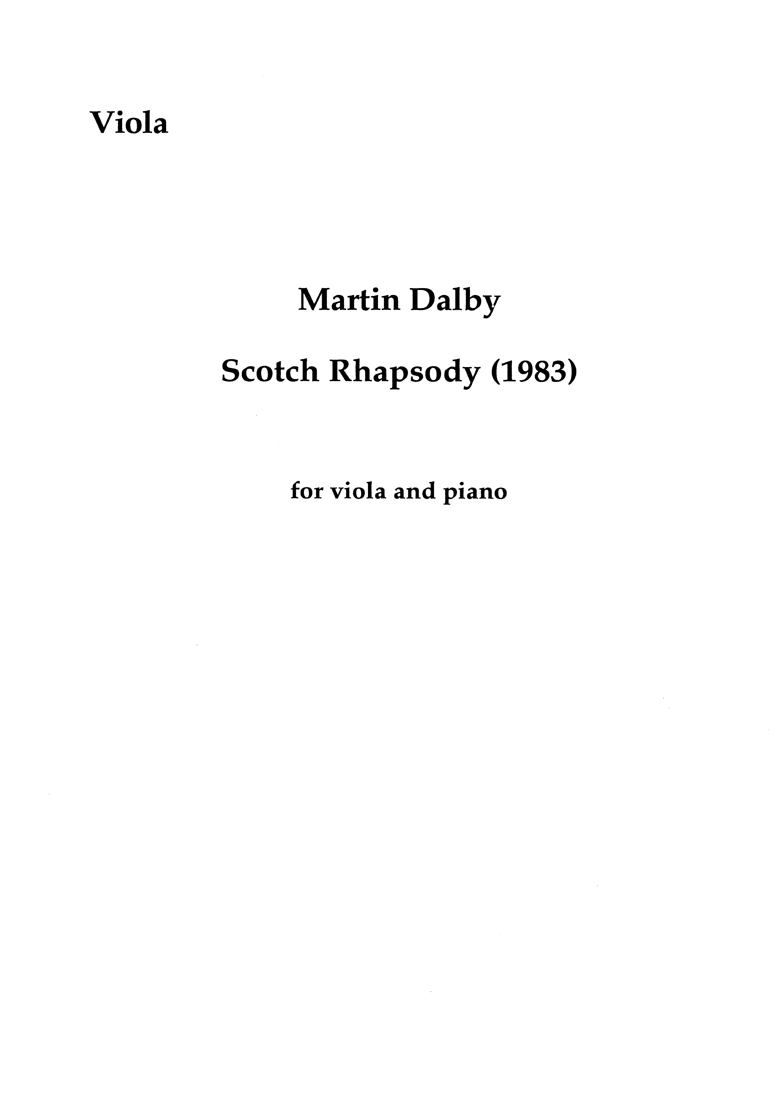 Dalby: Scotch Rhapsody (Viola Part and Piano Score)