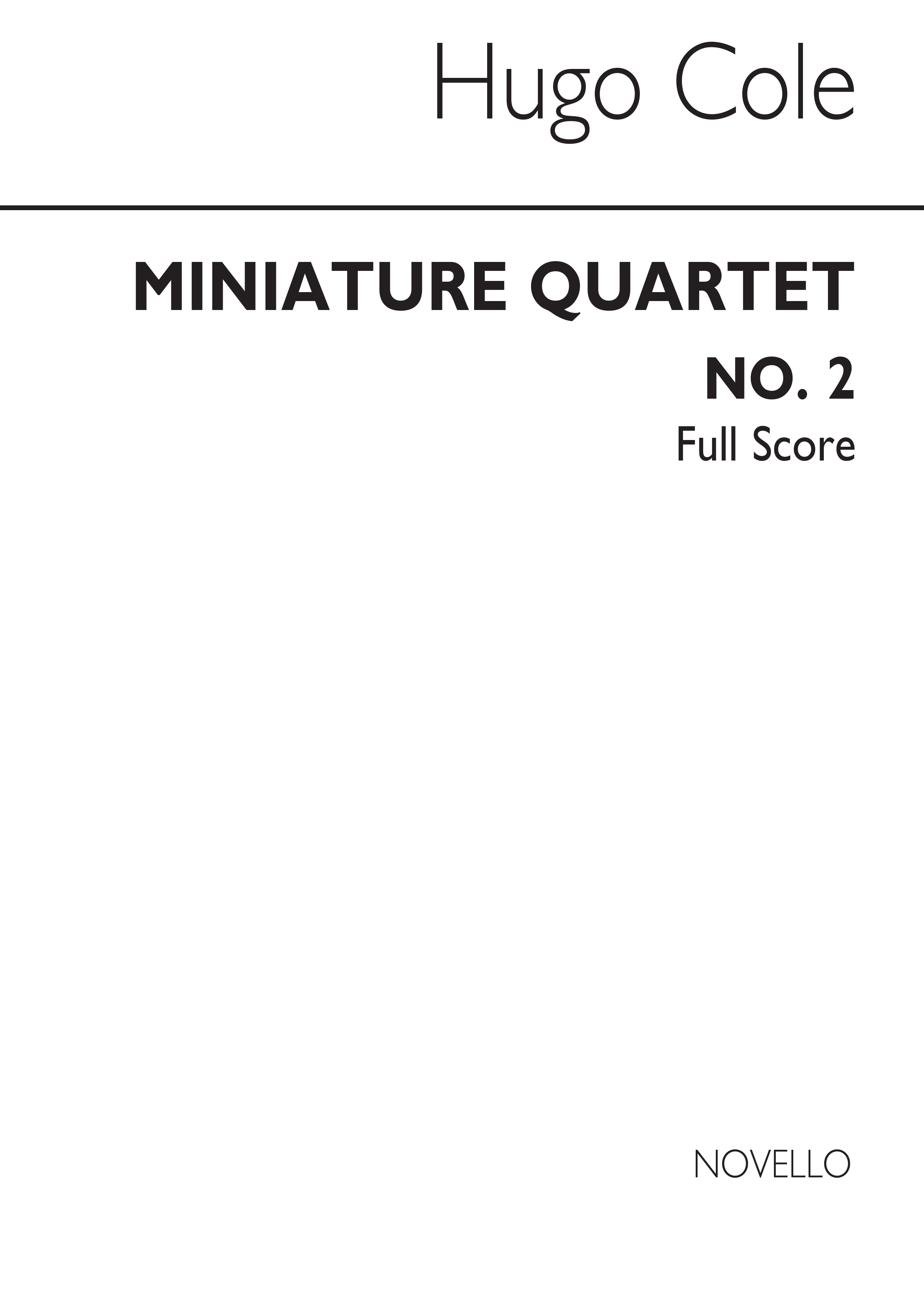 Cole: Miniature Quartet No.2 (Score)
