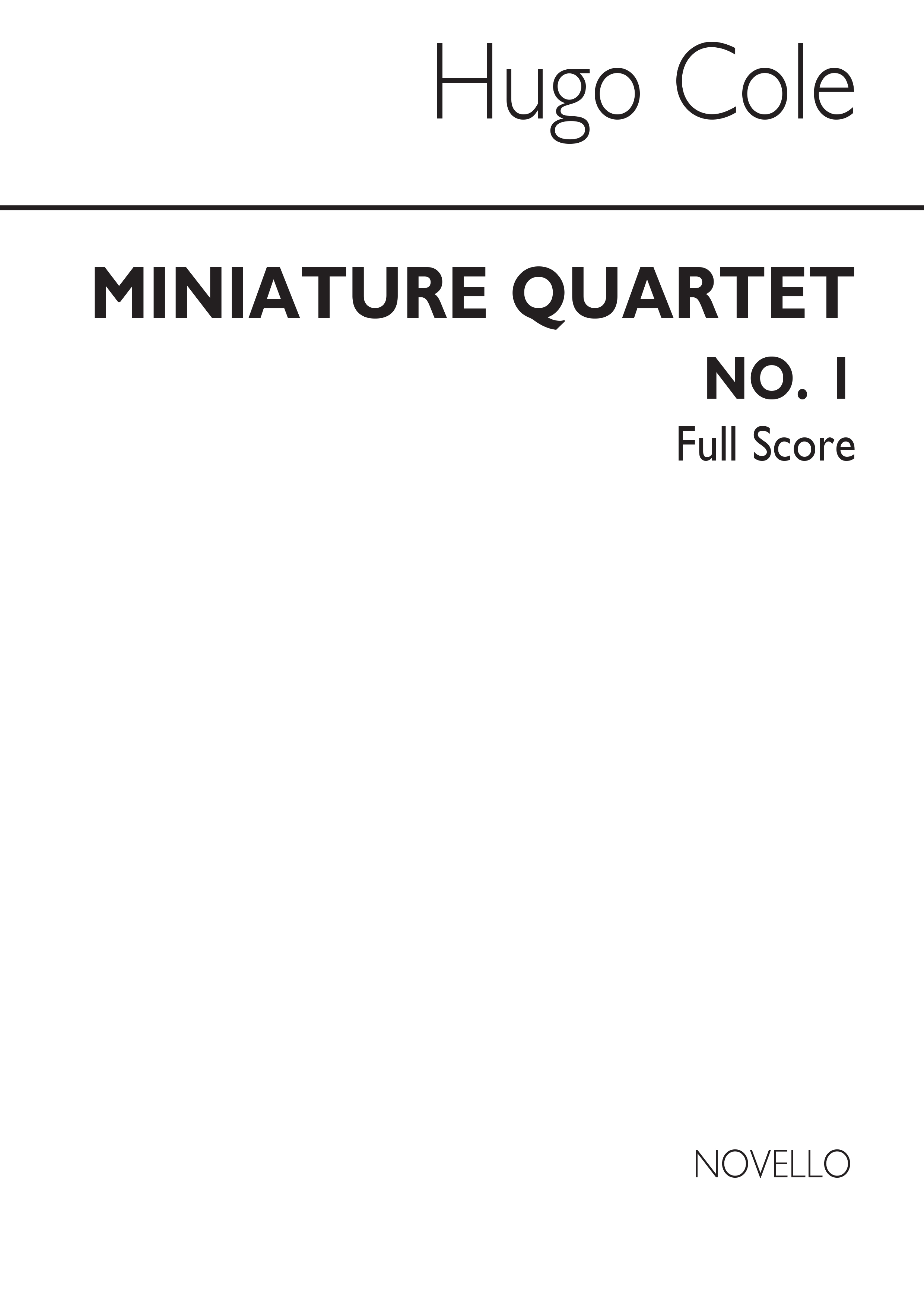 Cole: Miniature Quartet No.1 (Score)