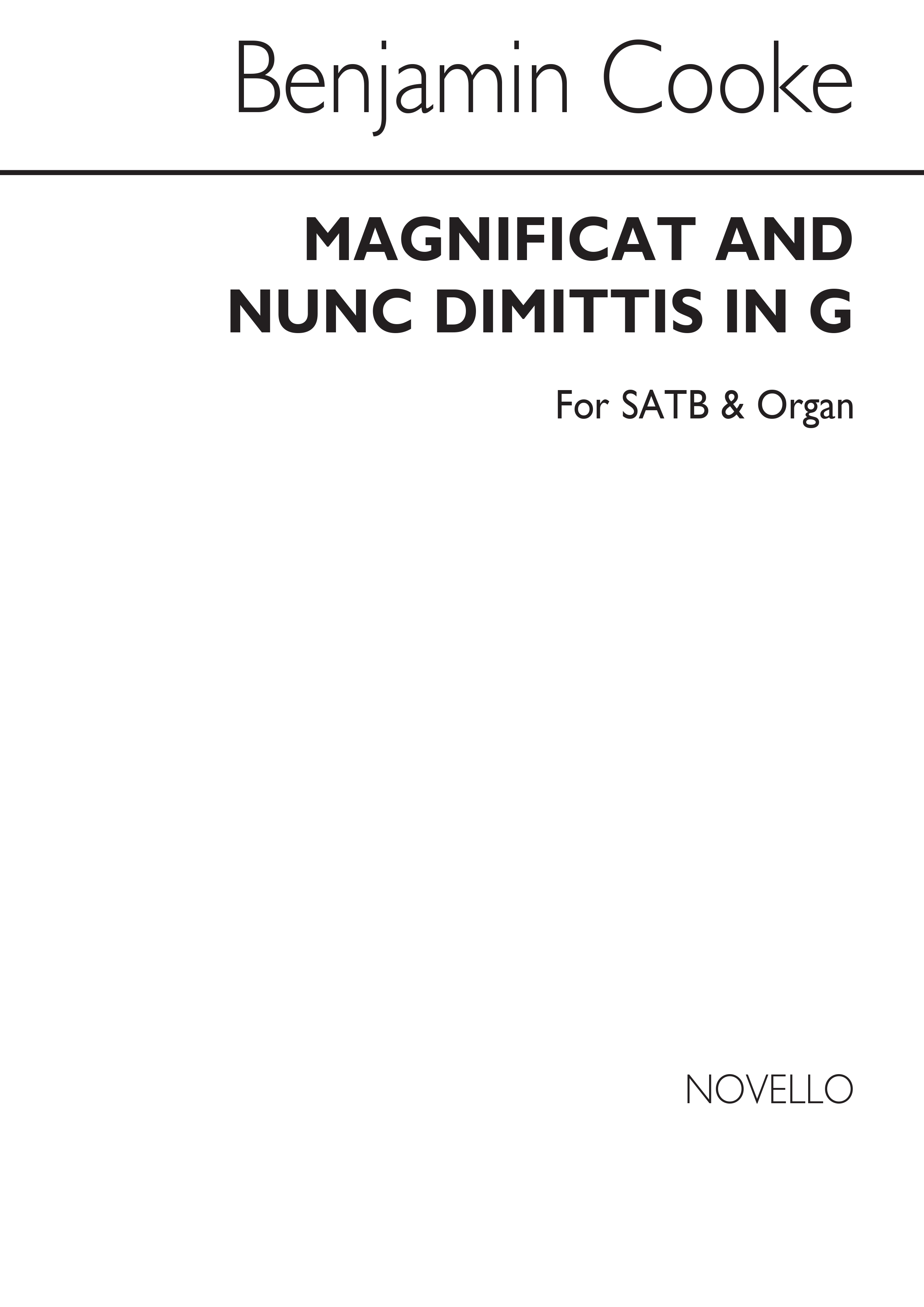 Dr. Benjamin Cooke: Magnificat And Nunc Dimittis In G