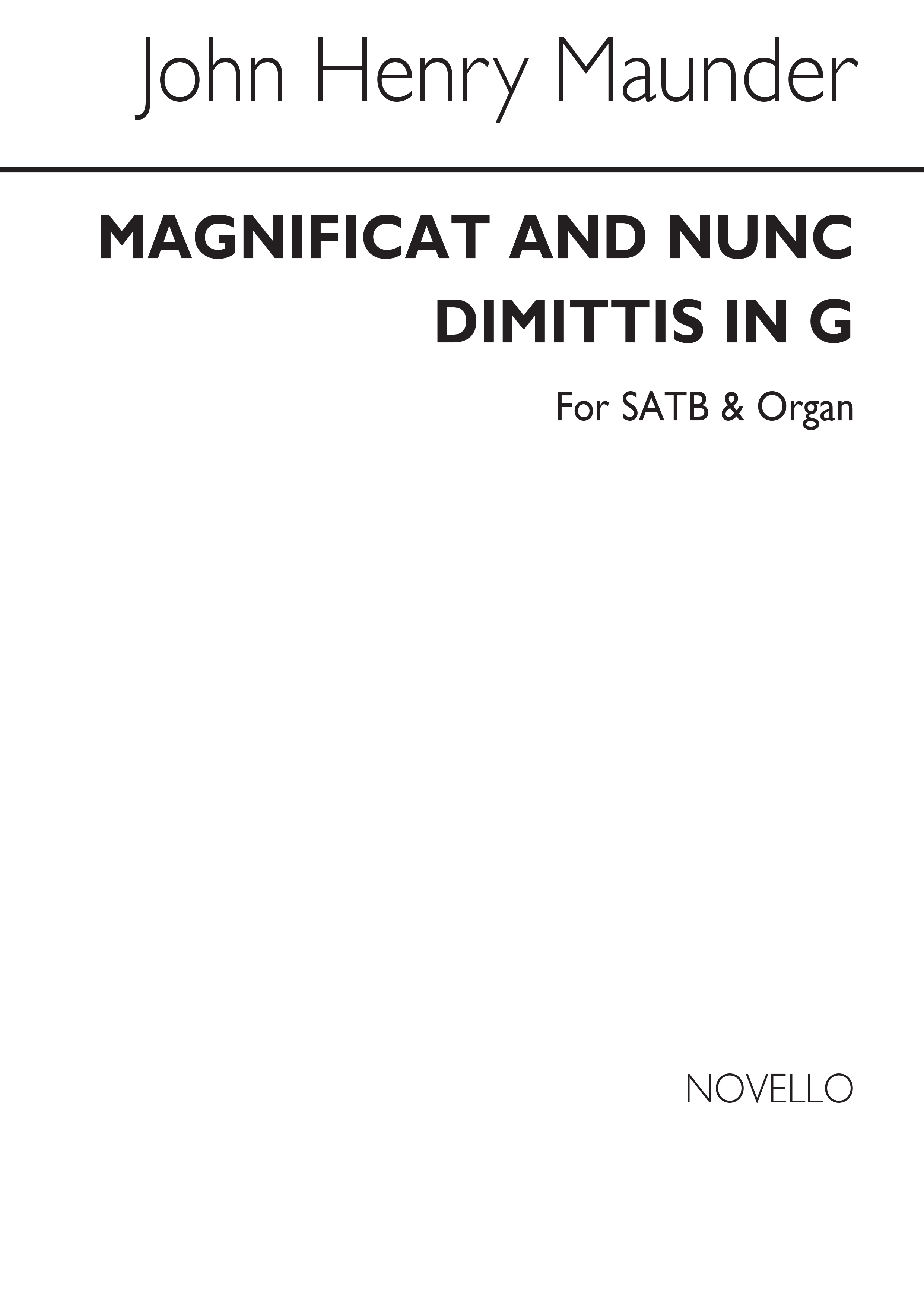 Maunder, J Magnificat And Nunc Dimittis In G Satb And Organ
