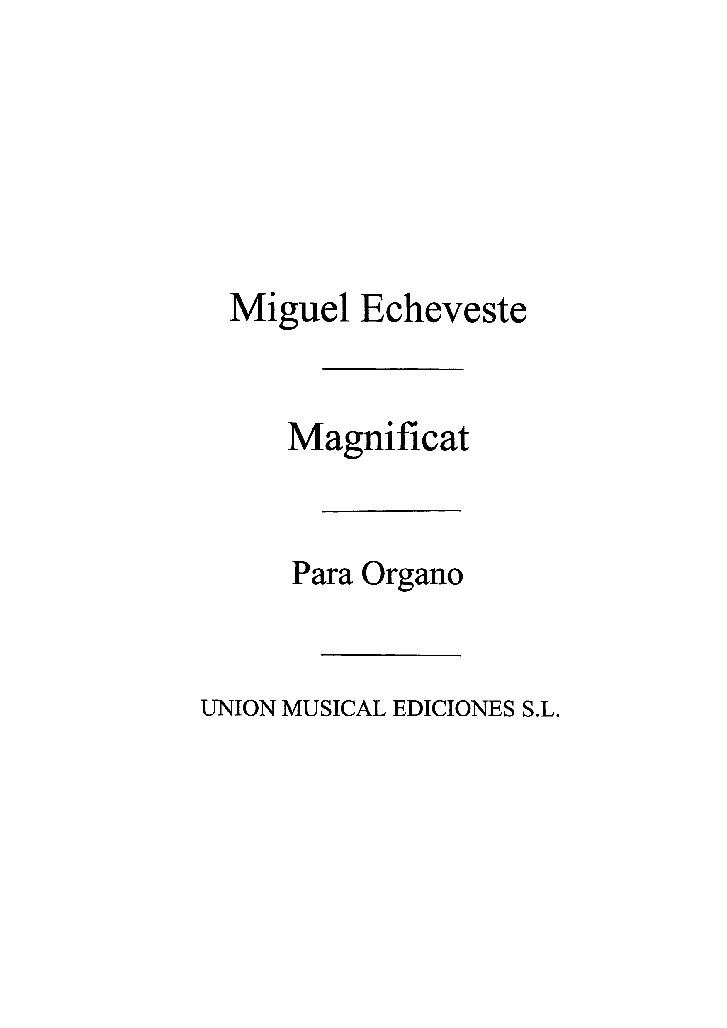 Echeveste: Magnificat Variaciones for Organ