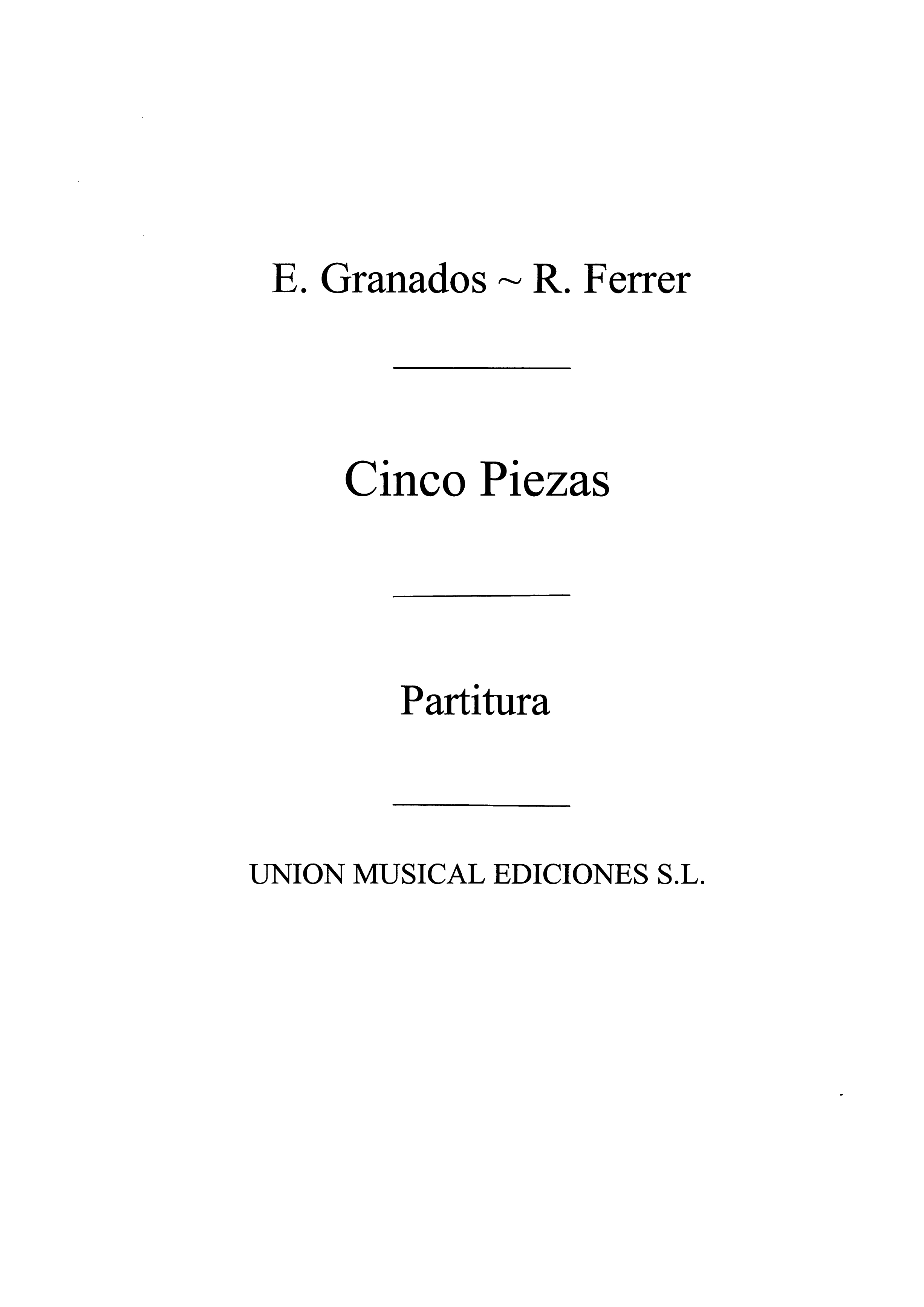 Granados: Cinco Piezas Cantos Populares Score (Ferrer) for Orchestra