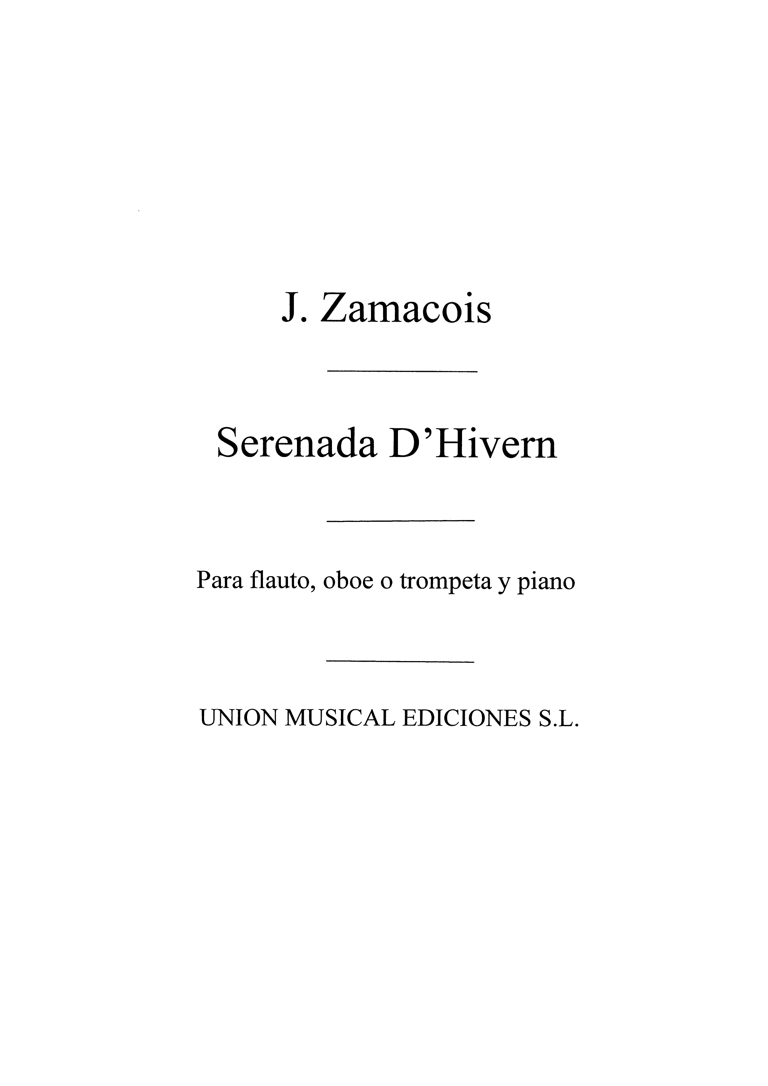 Zamacois/Amaz: Serenada D'hivern for Oboe and Piano