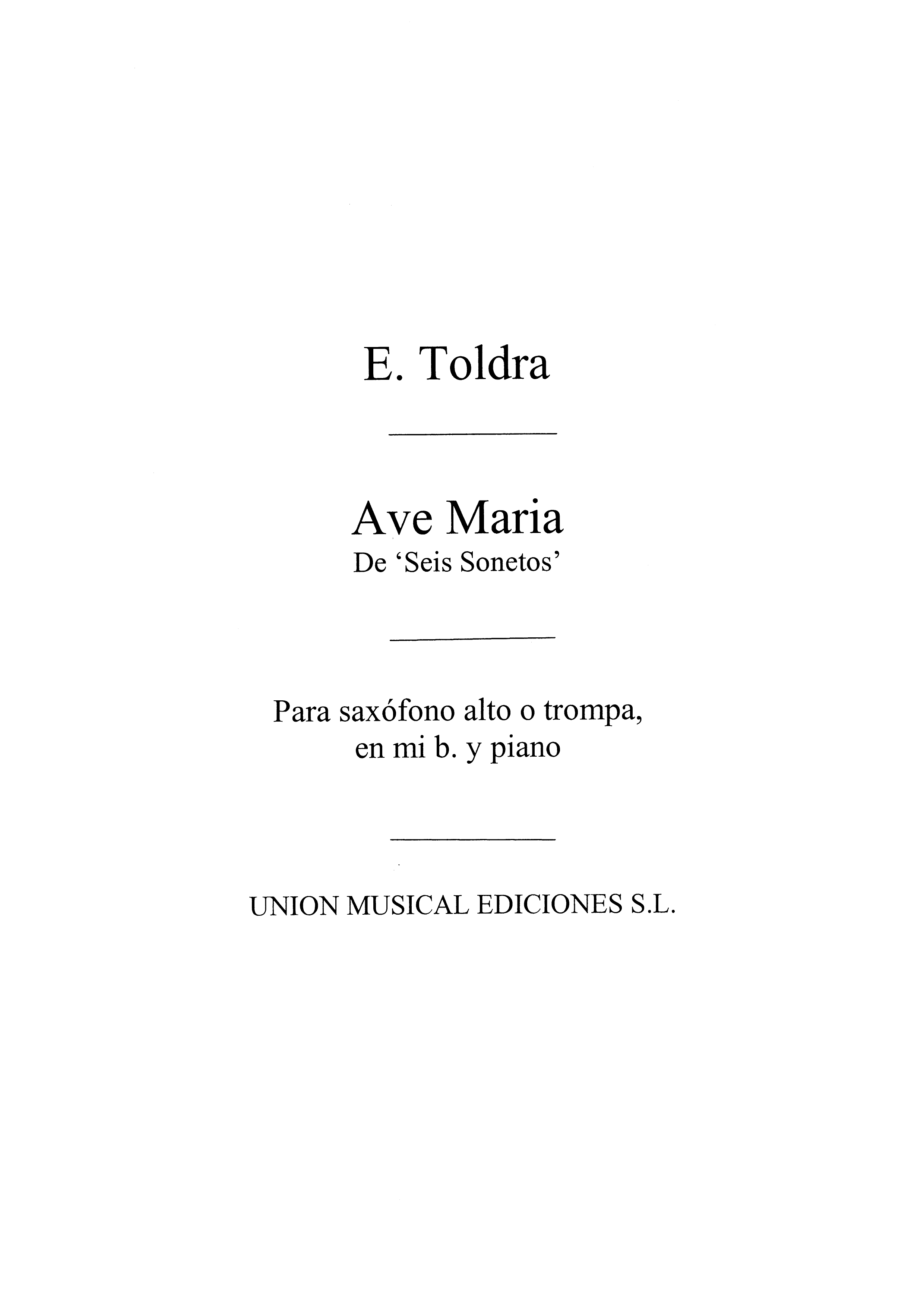 Toldra: Ave Maria (Bayer) for Alto Saxophone