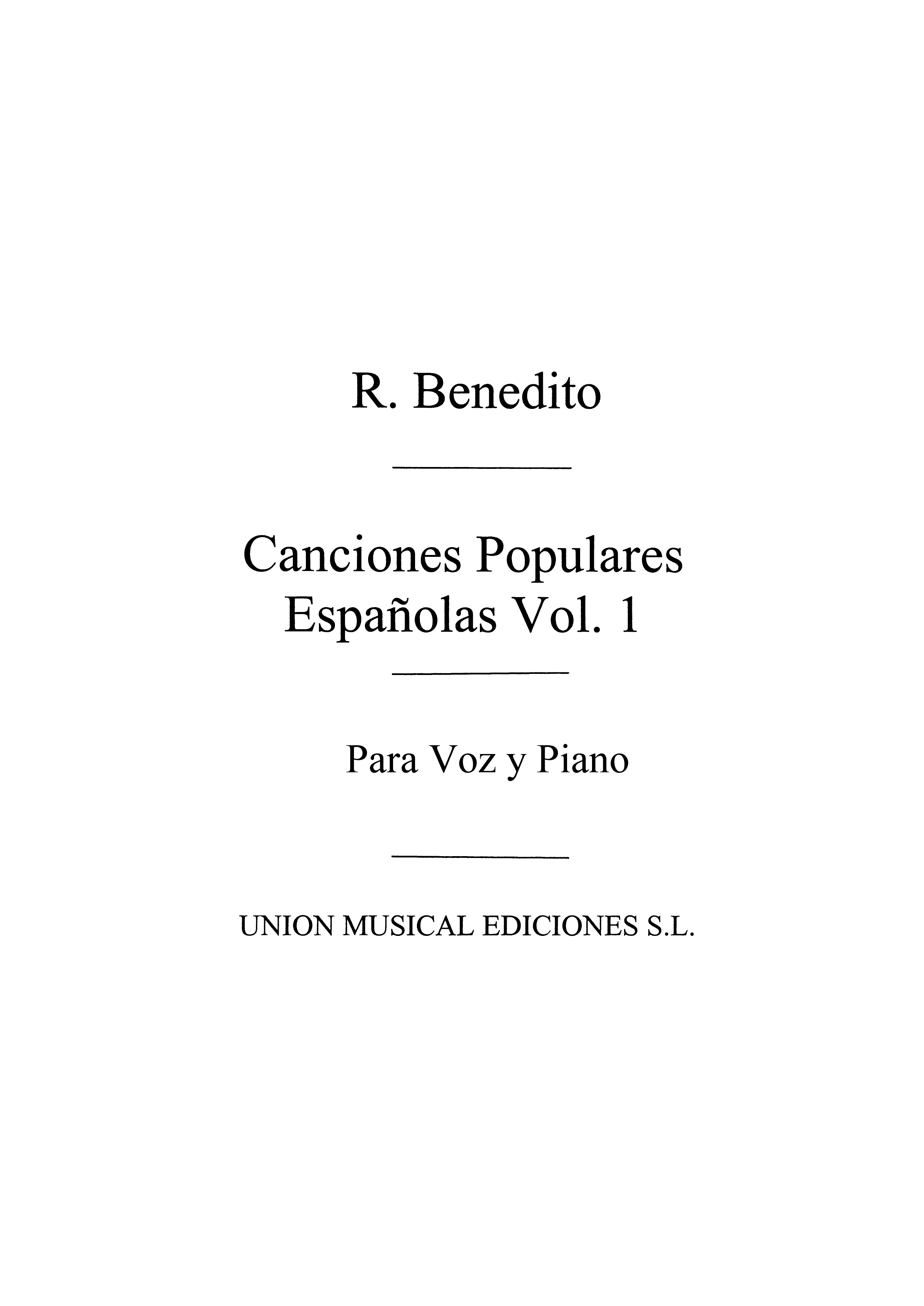 Benedito: Canciones Pop Espanolas Vol.1