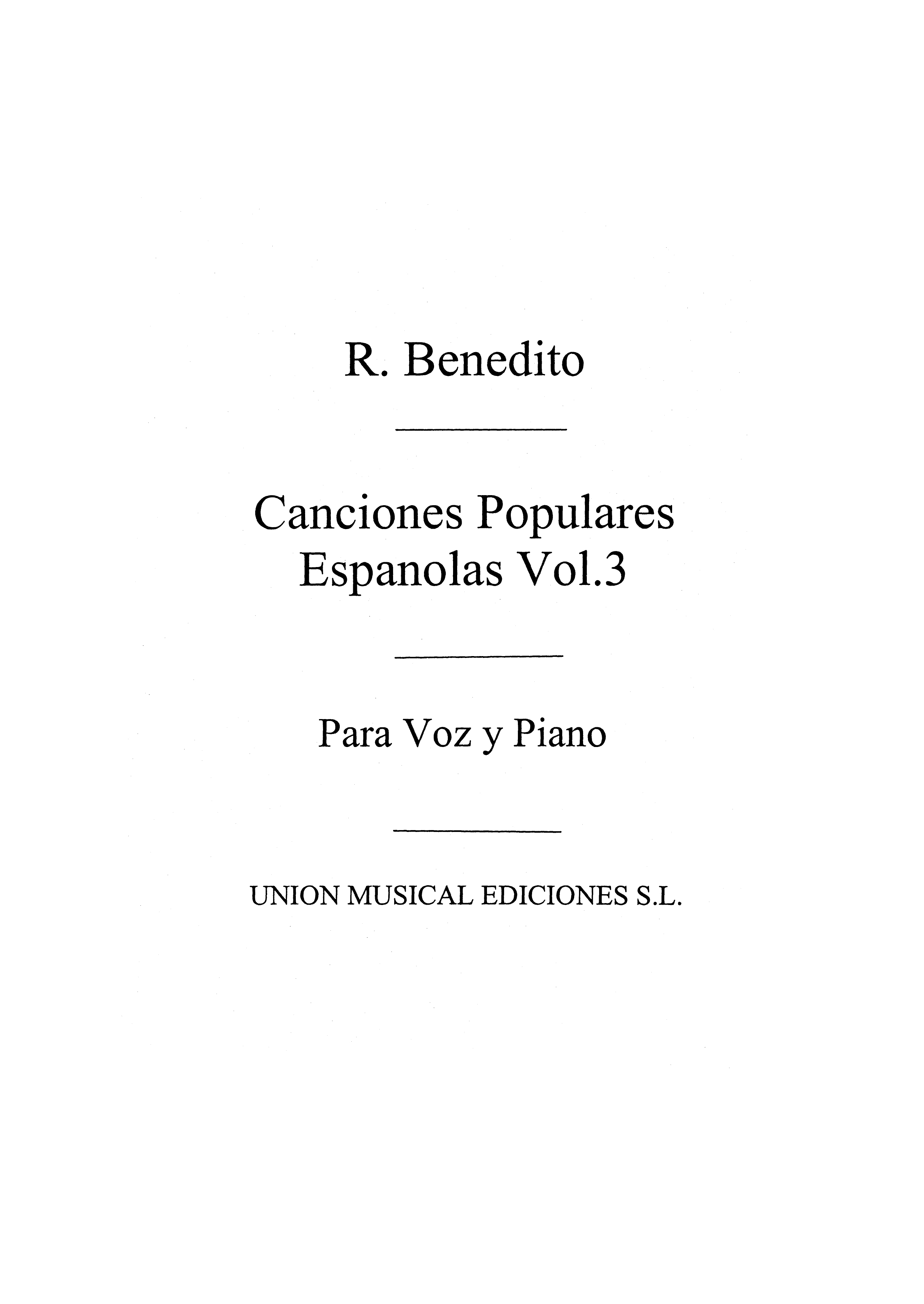 Benedito: Canciones Pop Espanolas Vol.3