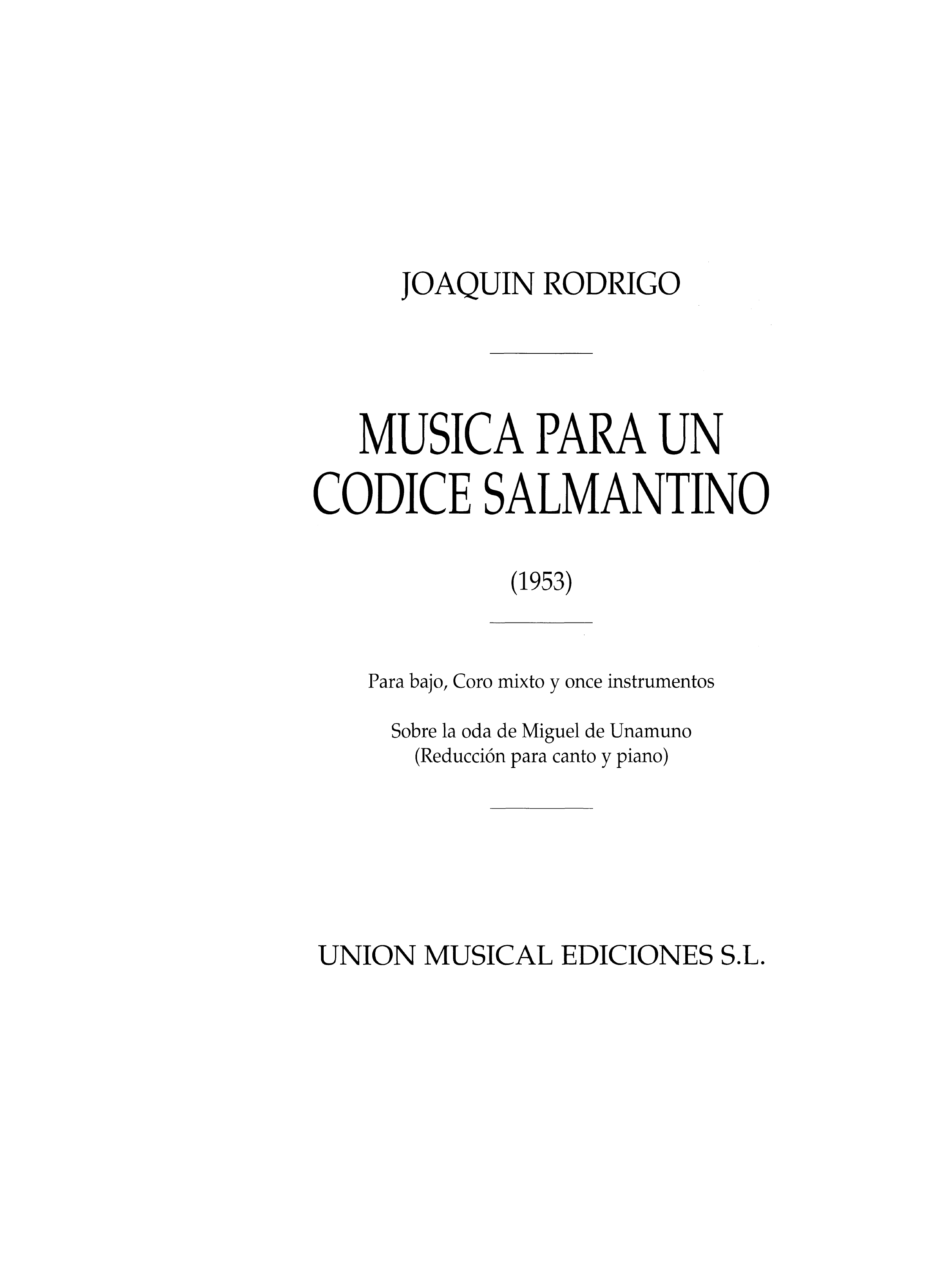 Musica Para Un Codice Salmantino (SATB/Piano)