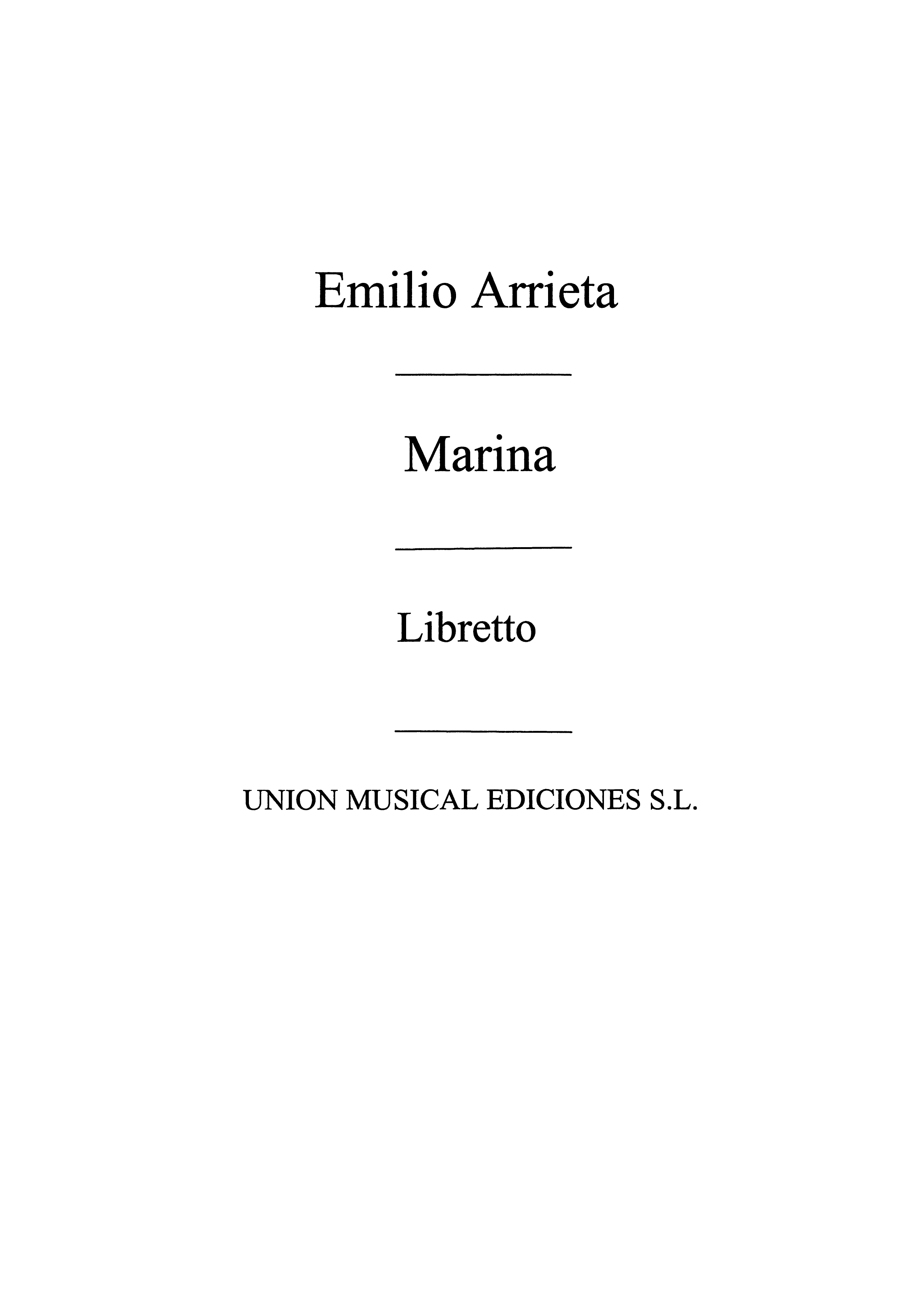 Emilio Arrieta: Marina - Libretto