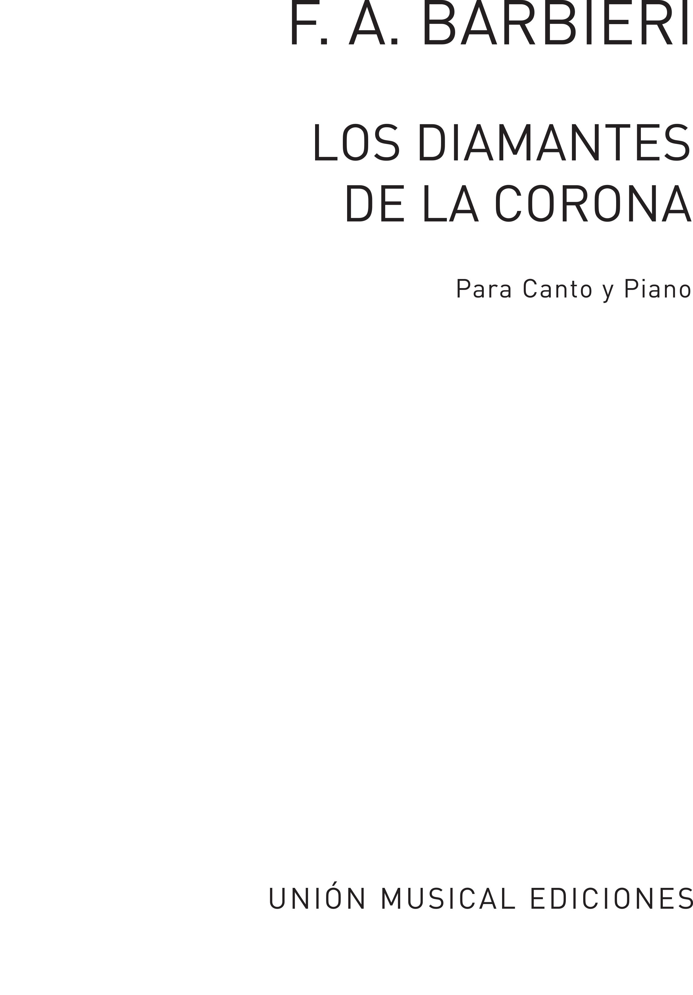 Barbieri Los Diamantes De La Corona Vocal Score
