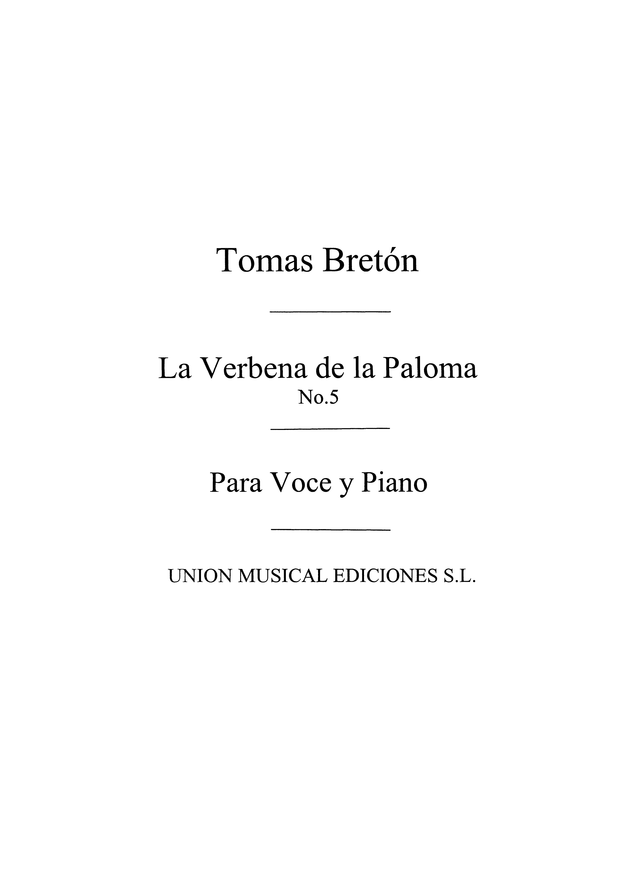 Tomas Breton: La Verbena De La Paloma No.5