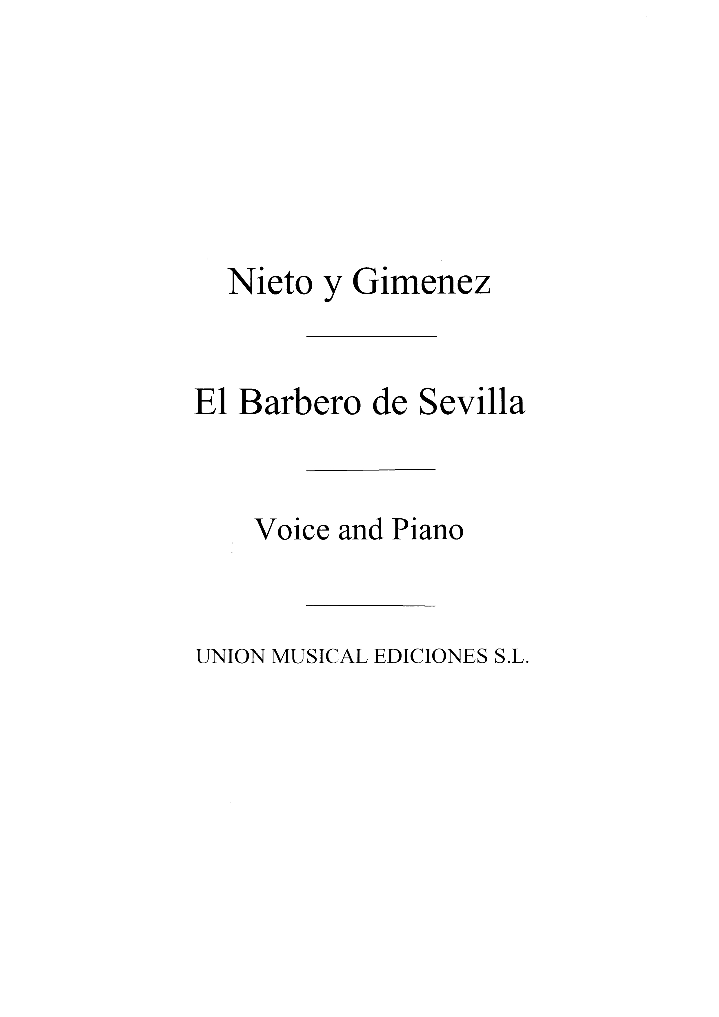 Nieto+gimenez El Barbero De Sevilla (No 4-polaca) Voice/Piano