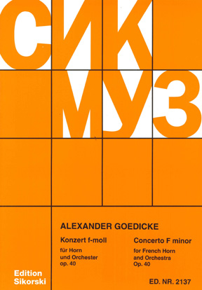 Goedicke, Alexander: Concerto In F Minor Op 40