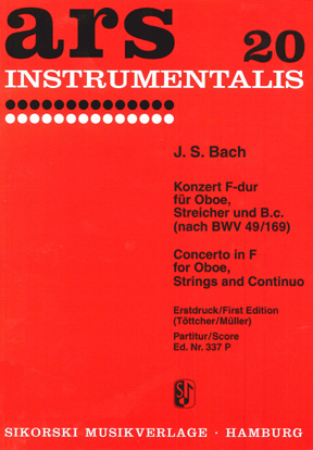 Bach,Js: Concerto In F Major - Oboe,Strings,Bc -score