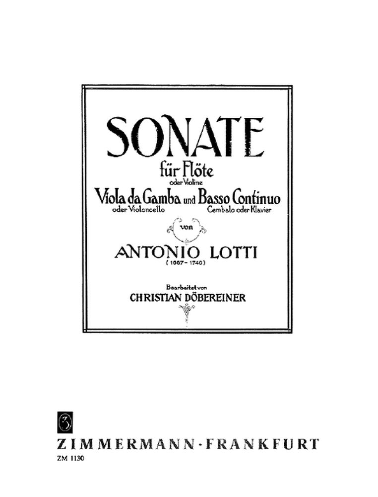 Antonio Lotti: Sonate Fur Flote, Viola Da Gamba Und Basso Continuo